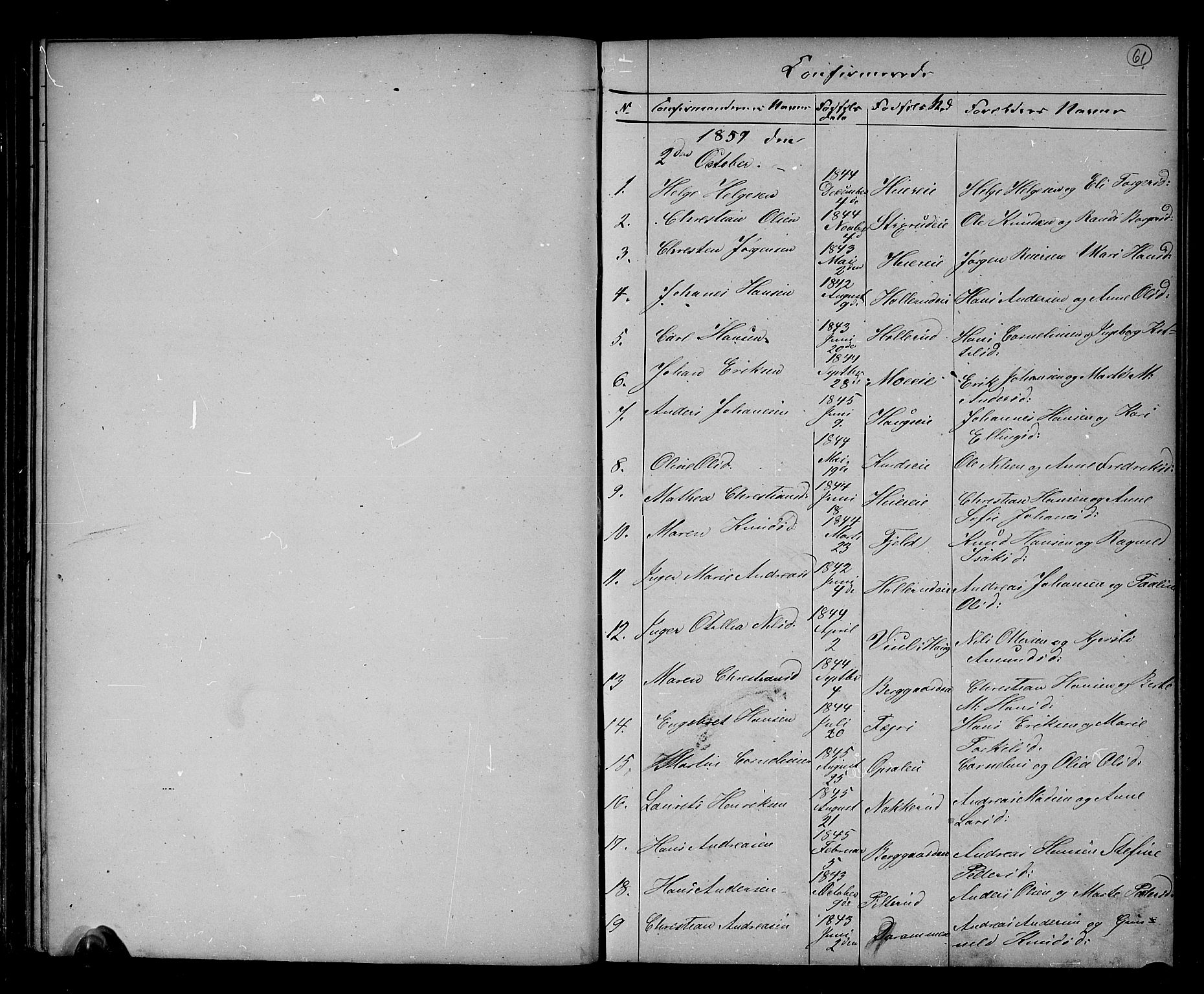 Hole kirkebøker, SAKO/A-228/G/Gb/L0001: Parish register (copy) no. II 1, 1859-1878, p. 61