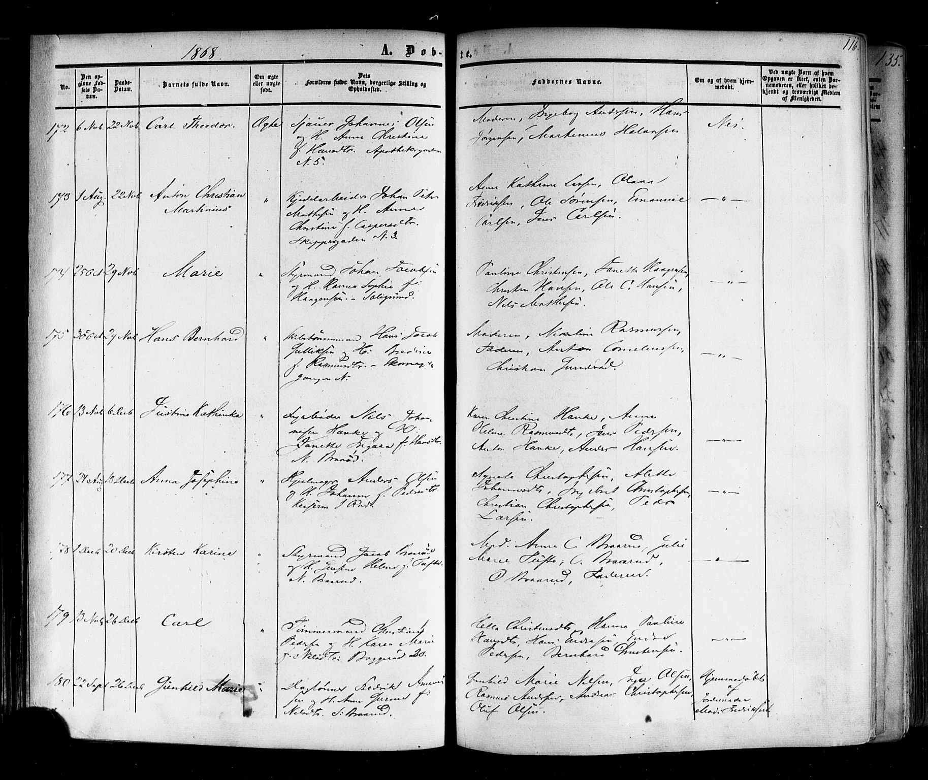 Horten kirkebøker, AV/SAKO-A-348/F/Fa/L0001: Parish register (official) no. 1, 1855-1871, p. 116