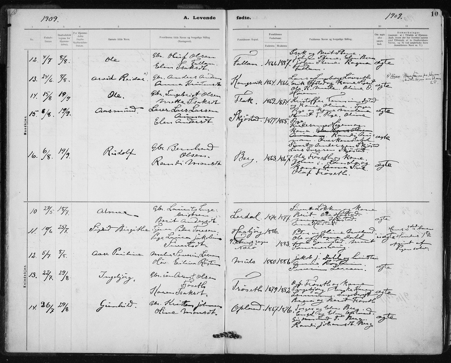 Ministerialprotokoller, klokkerbøker og fødselsregistre - Sør-Trøndelag, AV/SAT-A-1456/612/L0381: Parish register (official) no. 612A13, 1907-1923, p. 10