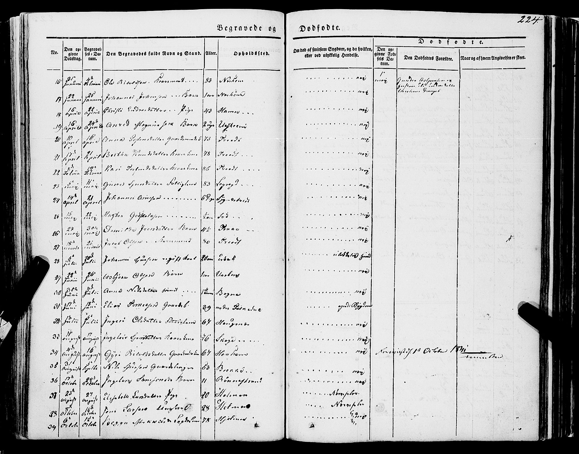 Ulvik sokneprestembete, AV/SAB-A-78801/H/Haa: Parish register (official) no. A 12, 1839-1853, p. 224