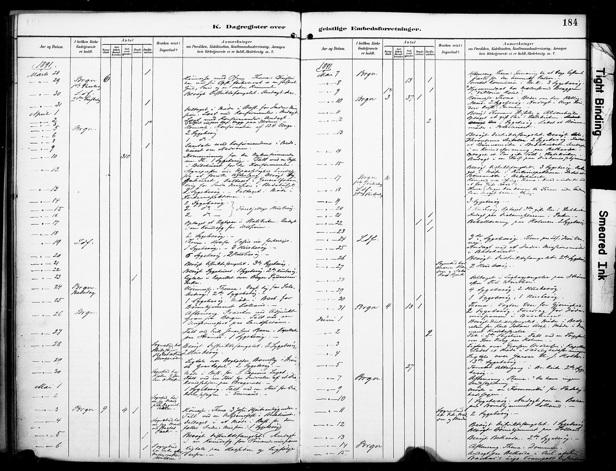 Bragernes kirkebøker, AV/SAKO-A-6/F/Fc/L0006: Parish register (official) no. III 6, 1888-1899, p. 184