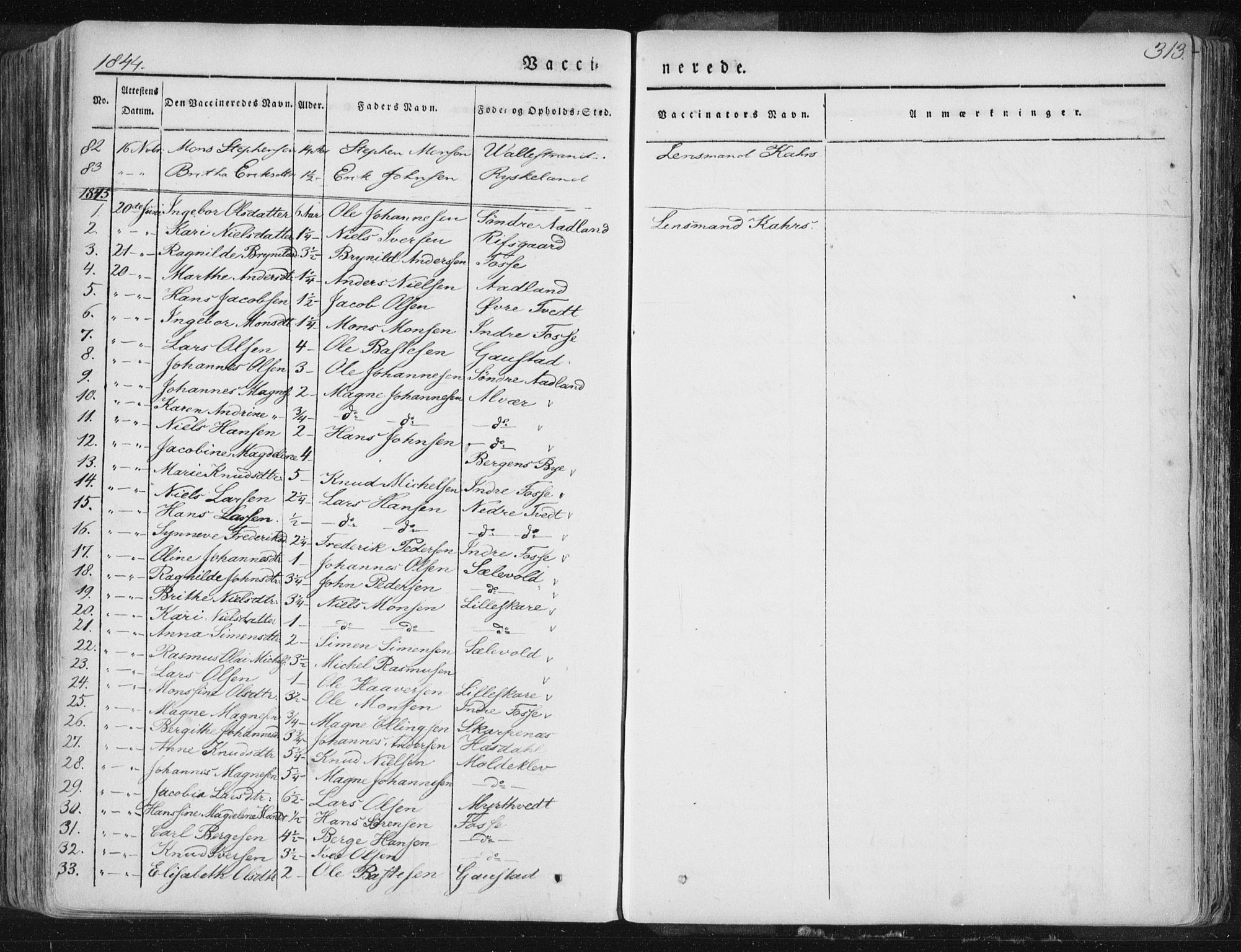 Hamre sokneprestembete, SAB/A-75501/H/Ha/Haa/Haaa/L0012: Parish register (official) no. A 12, 1834-1845, p. 313