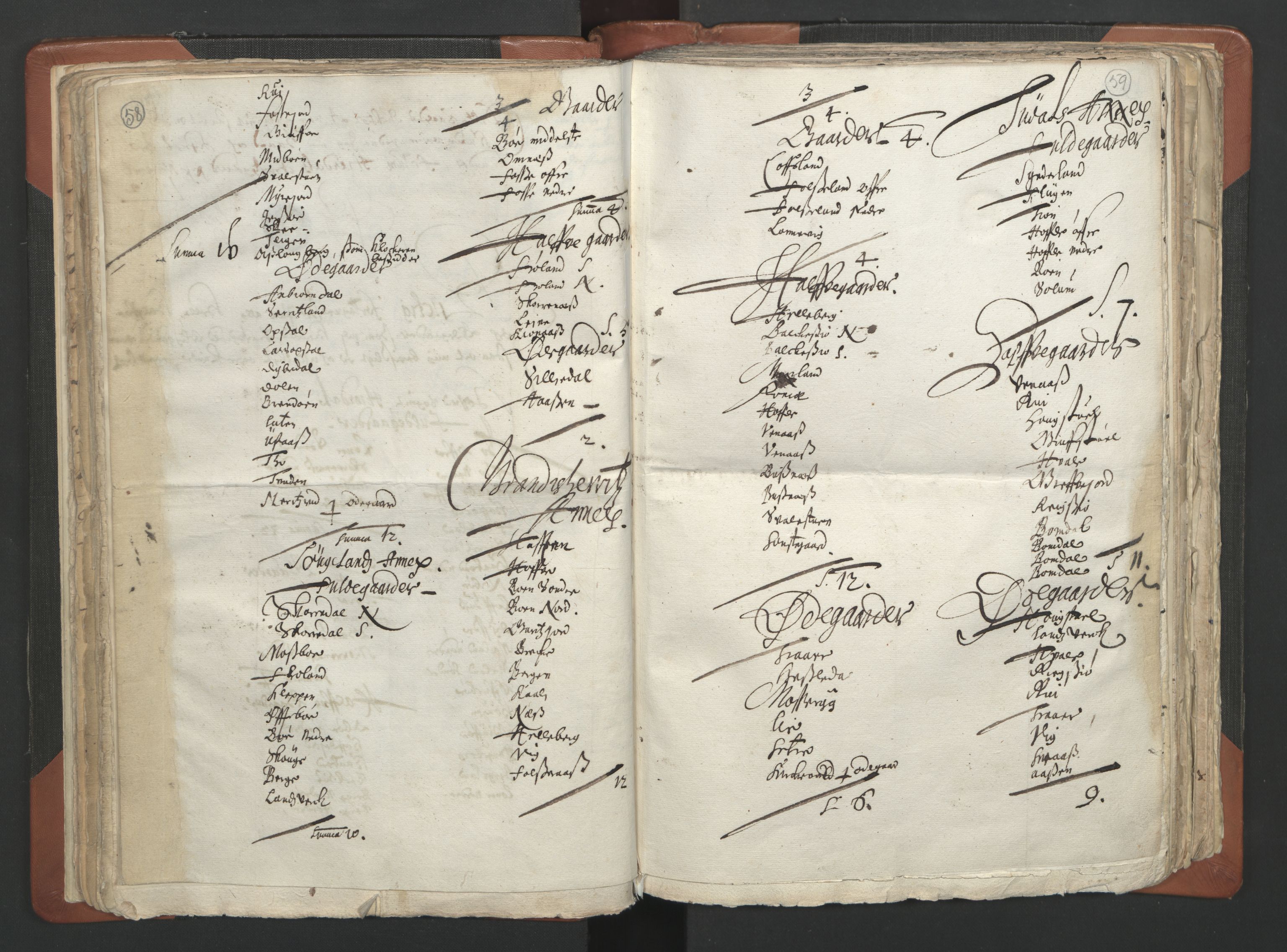 RA, Vicar's Census 1664-1666, no. 12: Øvre Telemark deanery, Nedre Telemark deanery and Bamble deanery, 1664-1666, p. 58-59