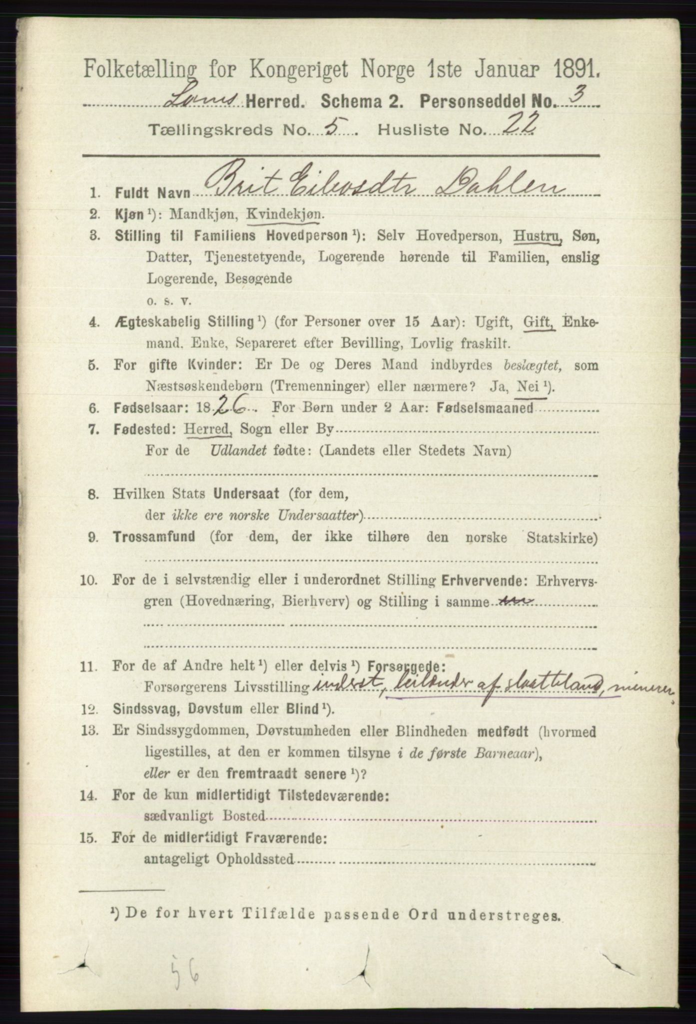 RA, 1891 census for 0514 Lom, 1891, p. 1971