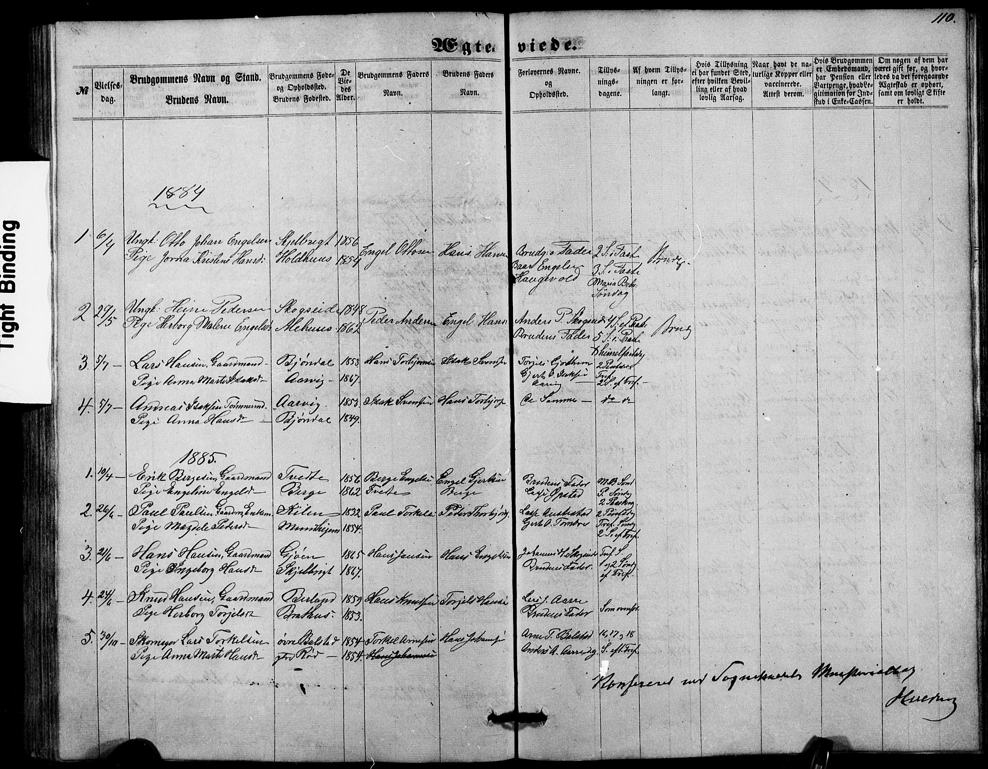 Fusa sokneprestembete, AV/SAB-A-75401/H/Hab: Parish register (copy) no. B 1, 1861-1896, p. 110