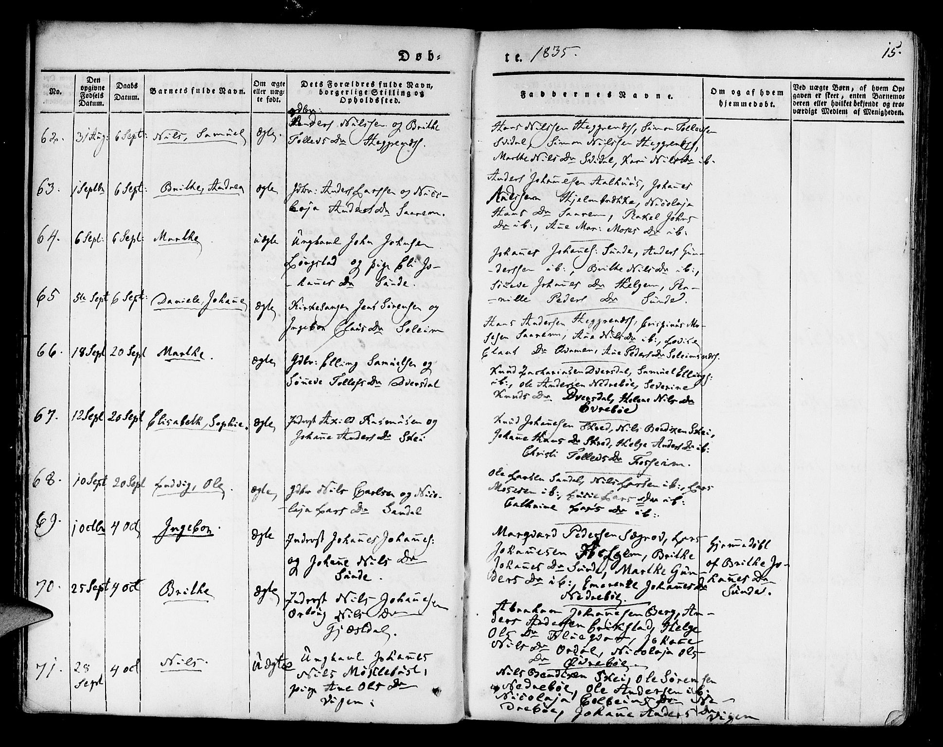 Jølster sokneprestembete, SAB/A-80701/H/Haa/Haaa/L0009: Parish register (official) no. A 9, 1833-1848, p. 15