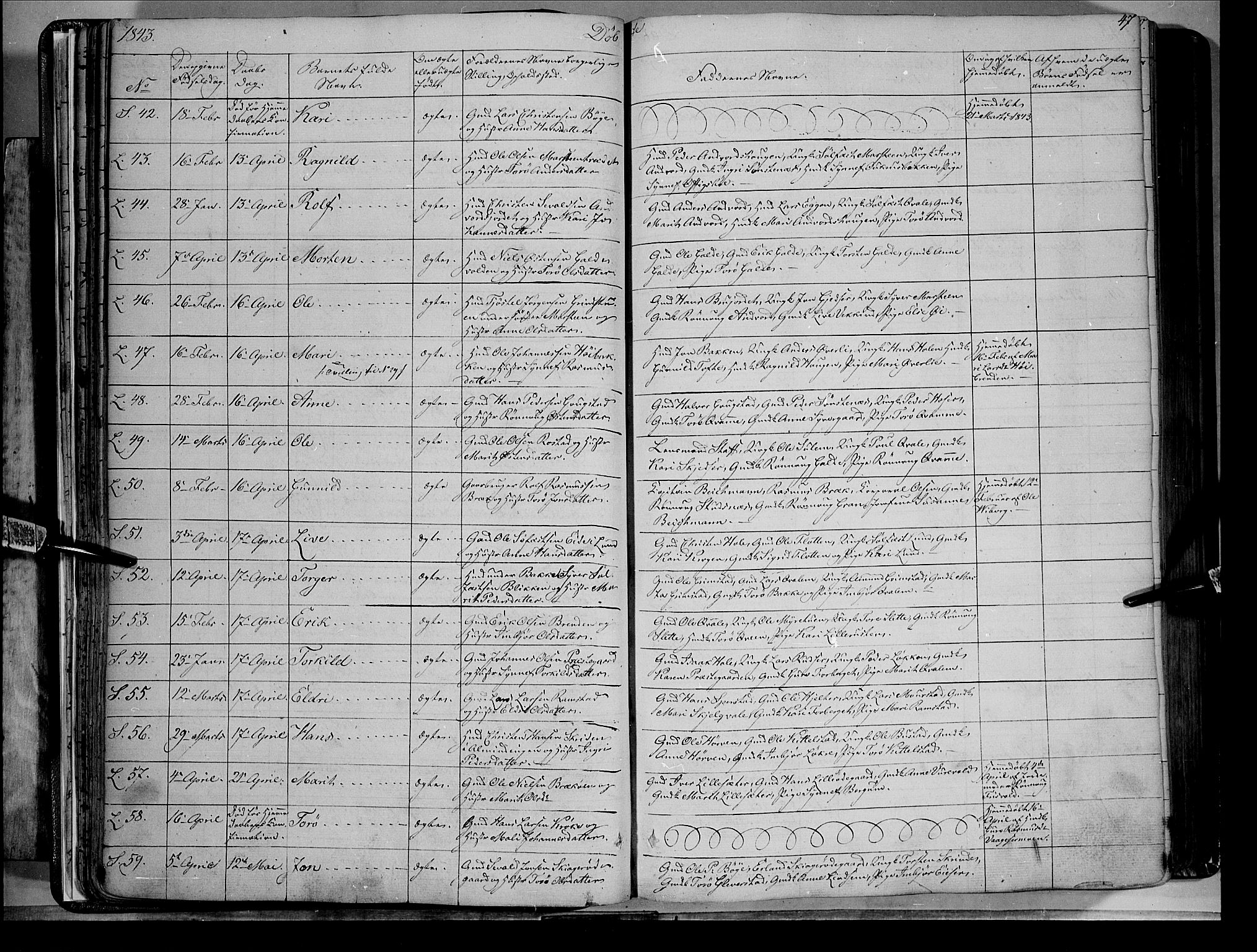 Lom prestekontor, SAH/PREST-070/K/L0006: Parish register (official) no. 6A, 1837-1863, p. 47