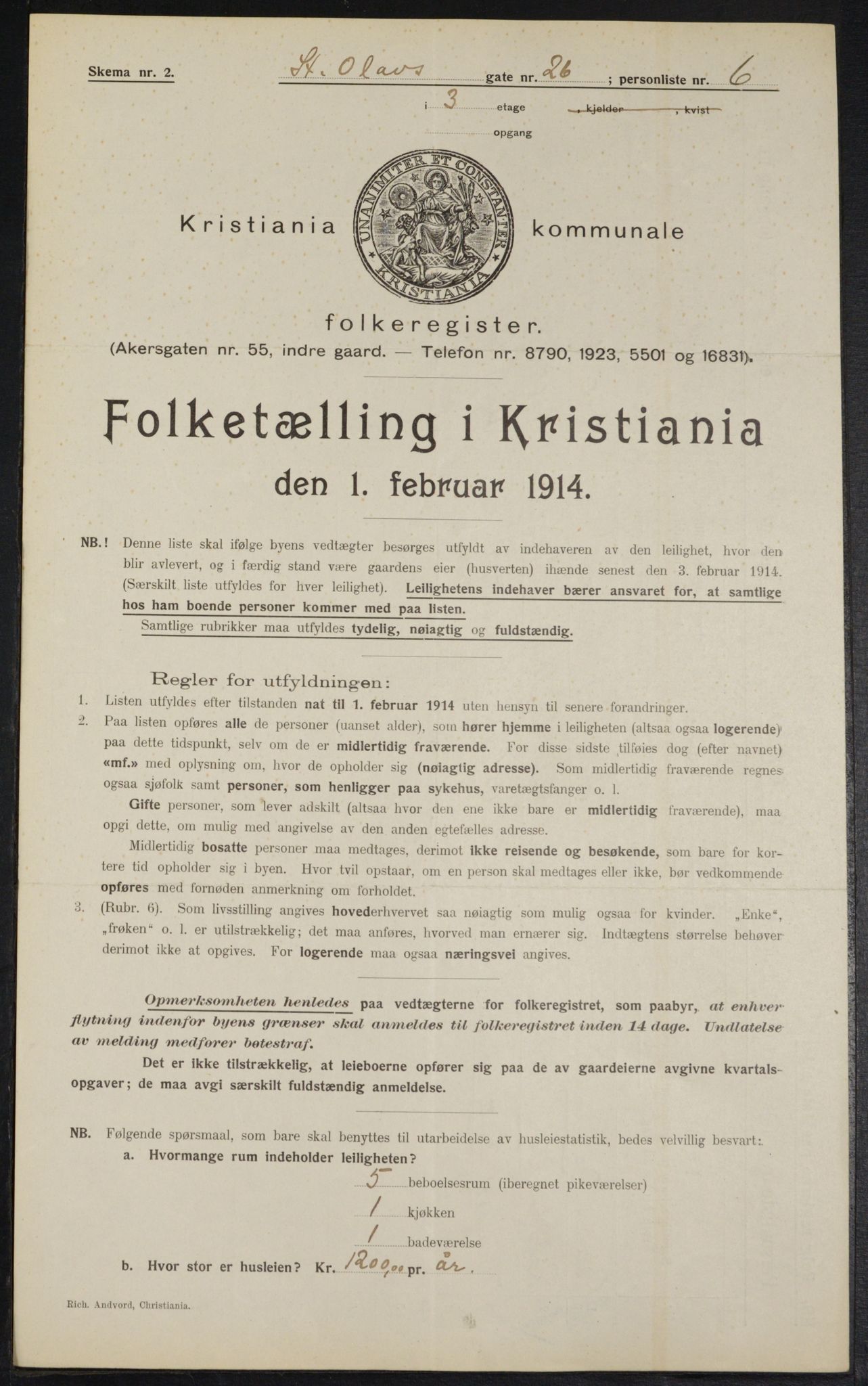 OBA, Municipal Census 1914 for Kristiania, 1914, p. 88187