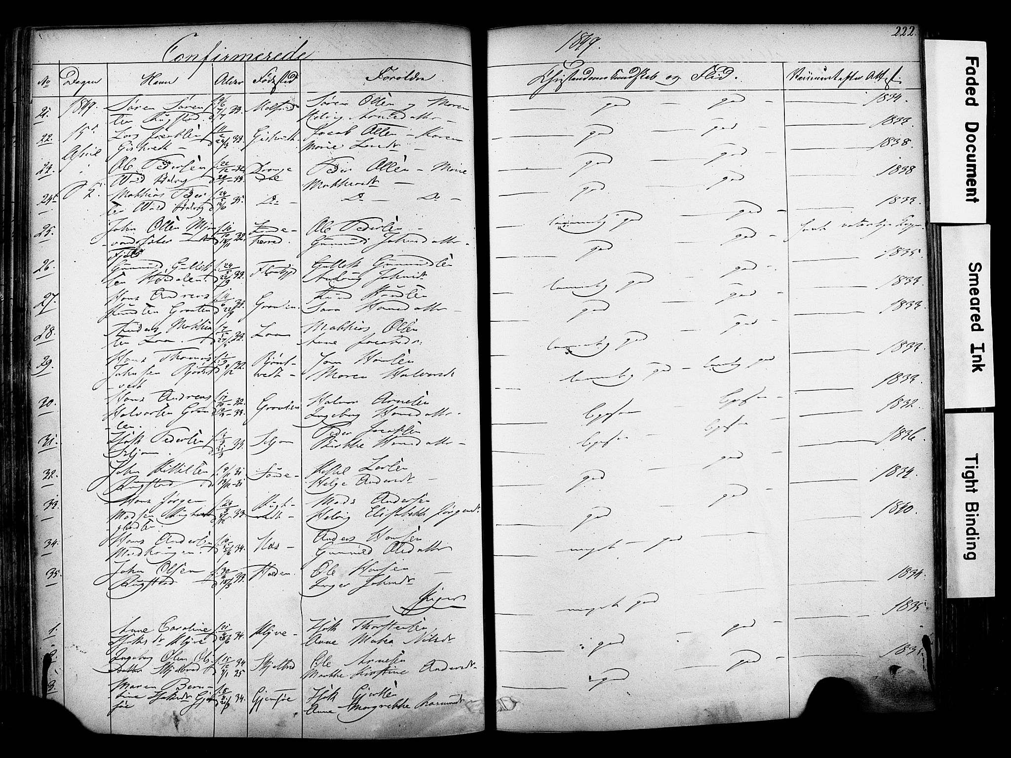 Solum kirkebøker, AV/SAKO-A-306/F/Fa/L0006: Parish register (official) no. I 6, 1844-1855, p. 222