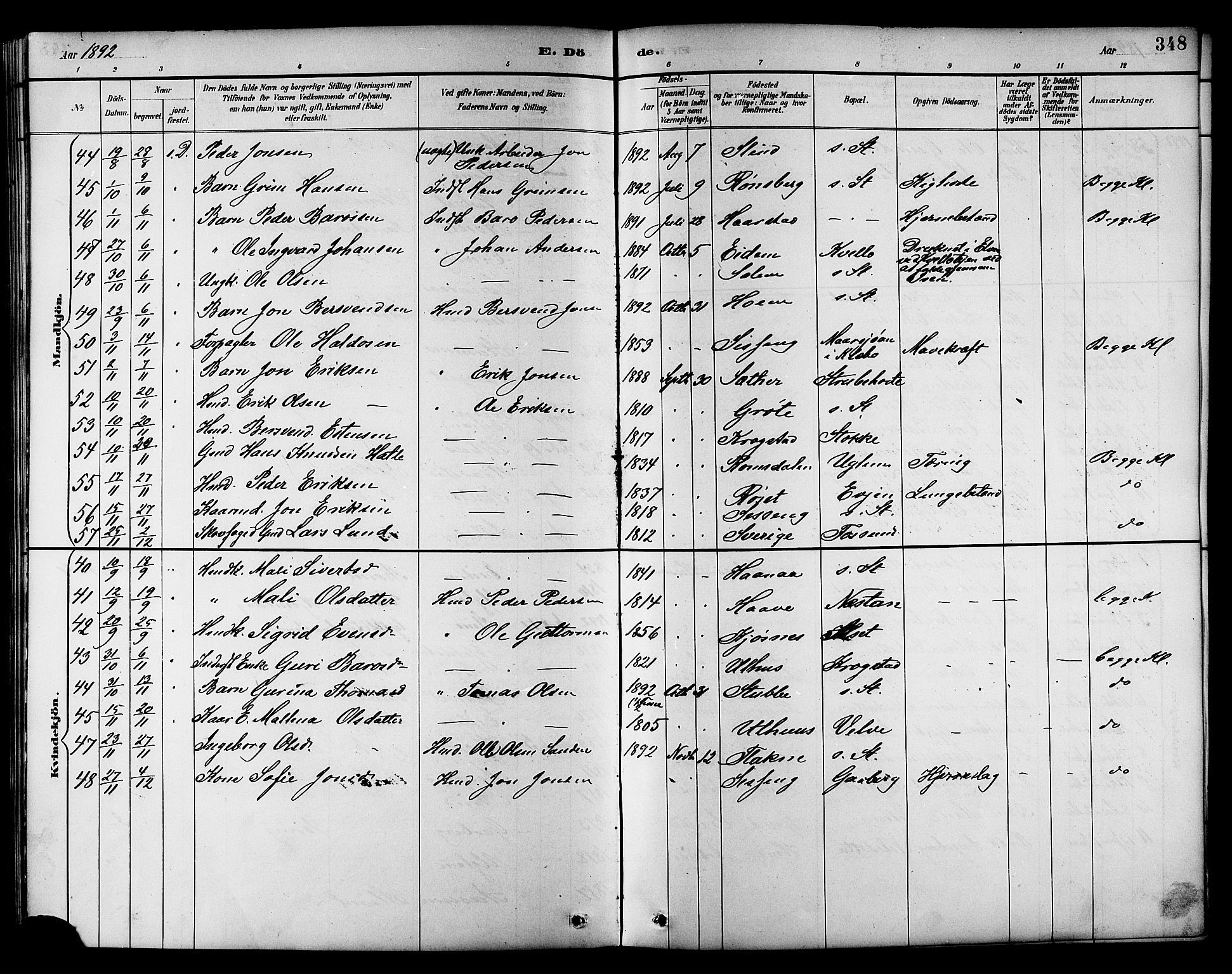 Ministerialprotokoller, klokkerbøker og fødselsregistre - Sør-Trøndelag, SAT/A-1456/695/L1157: Parish register (copy) no. 695C08, 1889-1913, p. 348