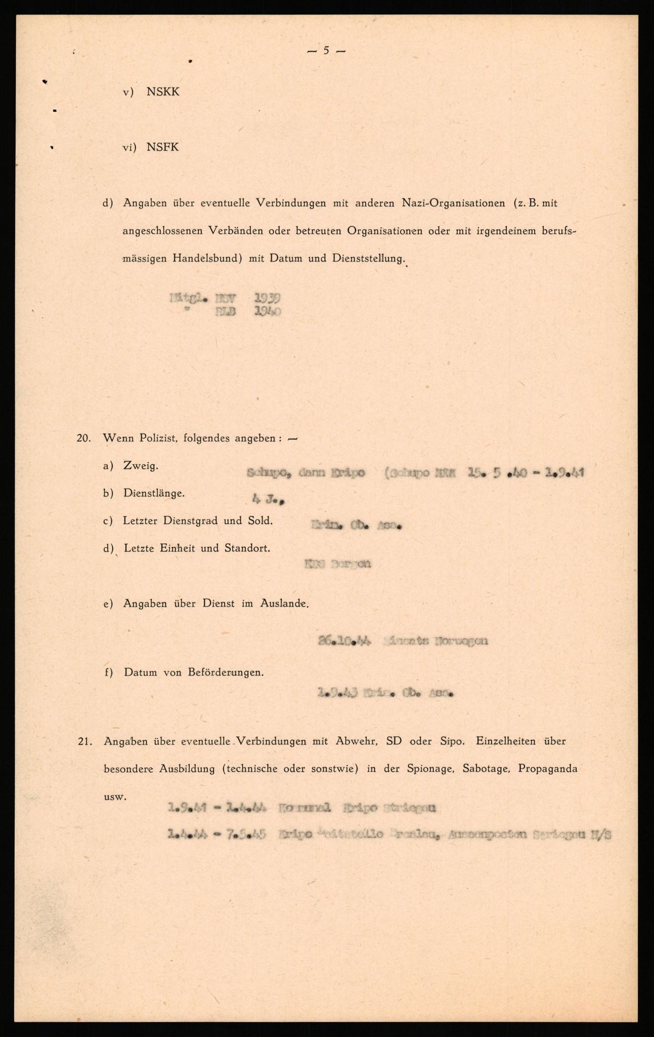 Forsvaret, Forsvarets overkommando II, RA/RAFA-3915/D/Db/L0031: CI Questionaires. Tyske okkupasjonsstyrker i Norge. Tyskere., 1945-1946, p. 507