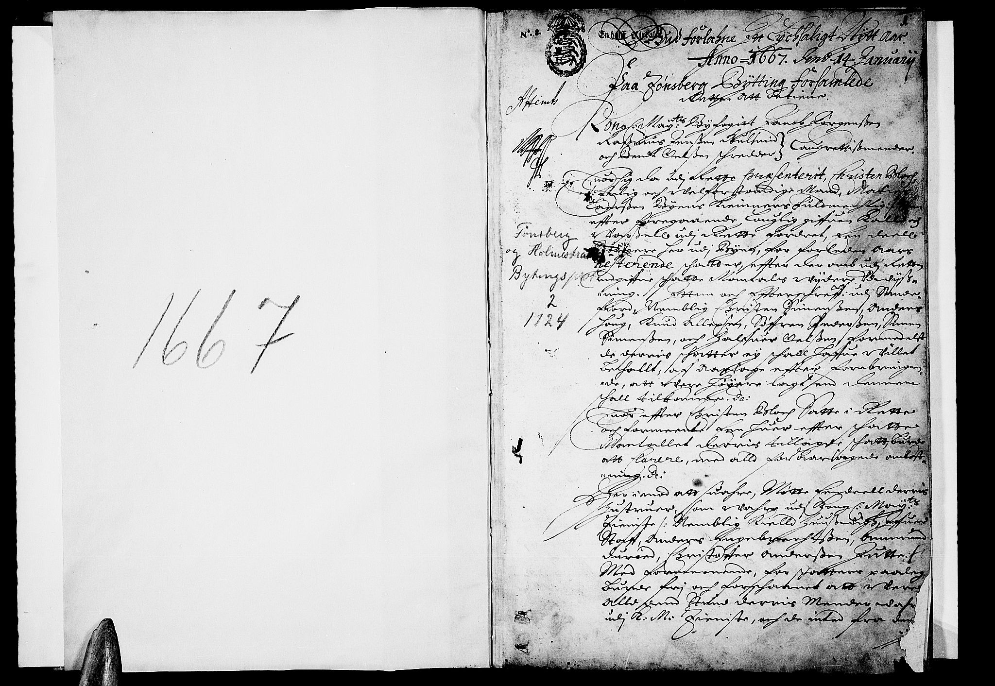 Tønsberg byfogd, SAKO/A-224/F/Fa/L0002: Tingbok, 1667, p. 1