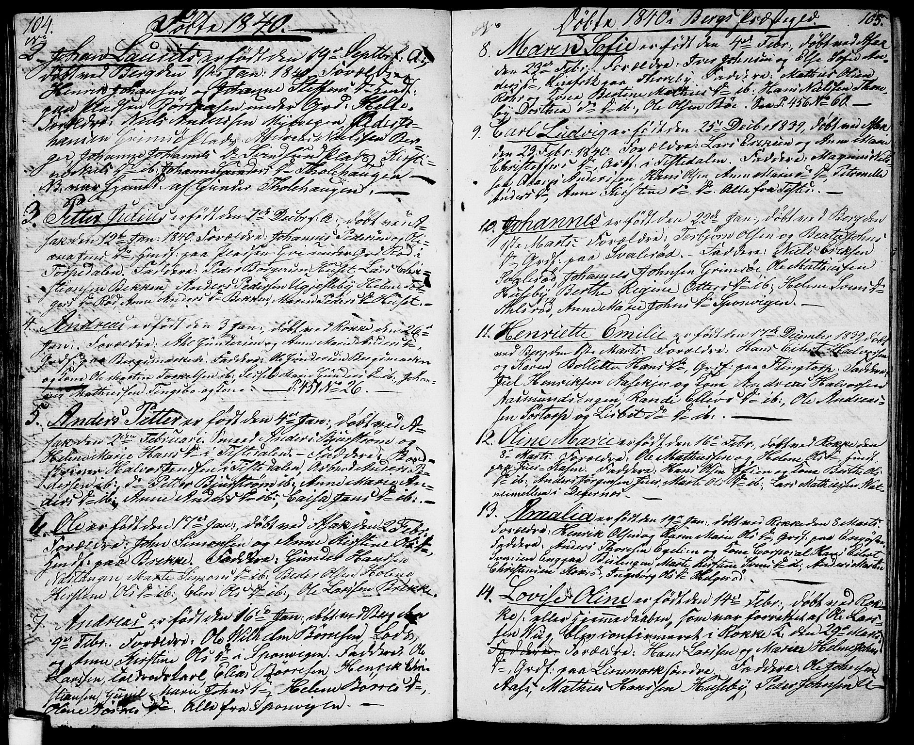 Berg prestekontor Kirkebøker, AV/SAO-A-10902/G/Ga/L0002: Parish register (copy) no. I 2, 1832-1844, p. 104-105