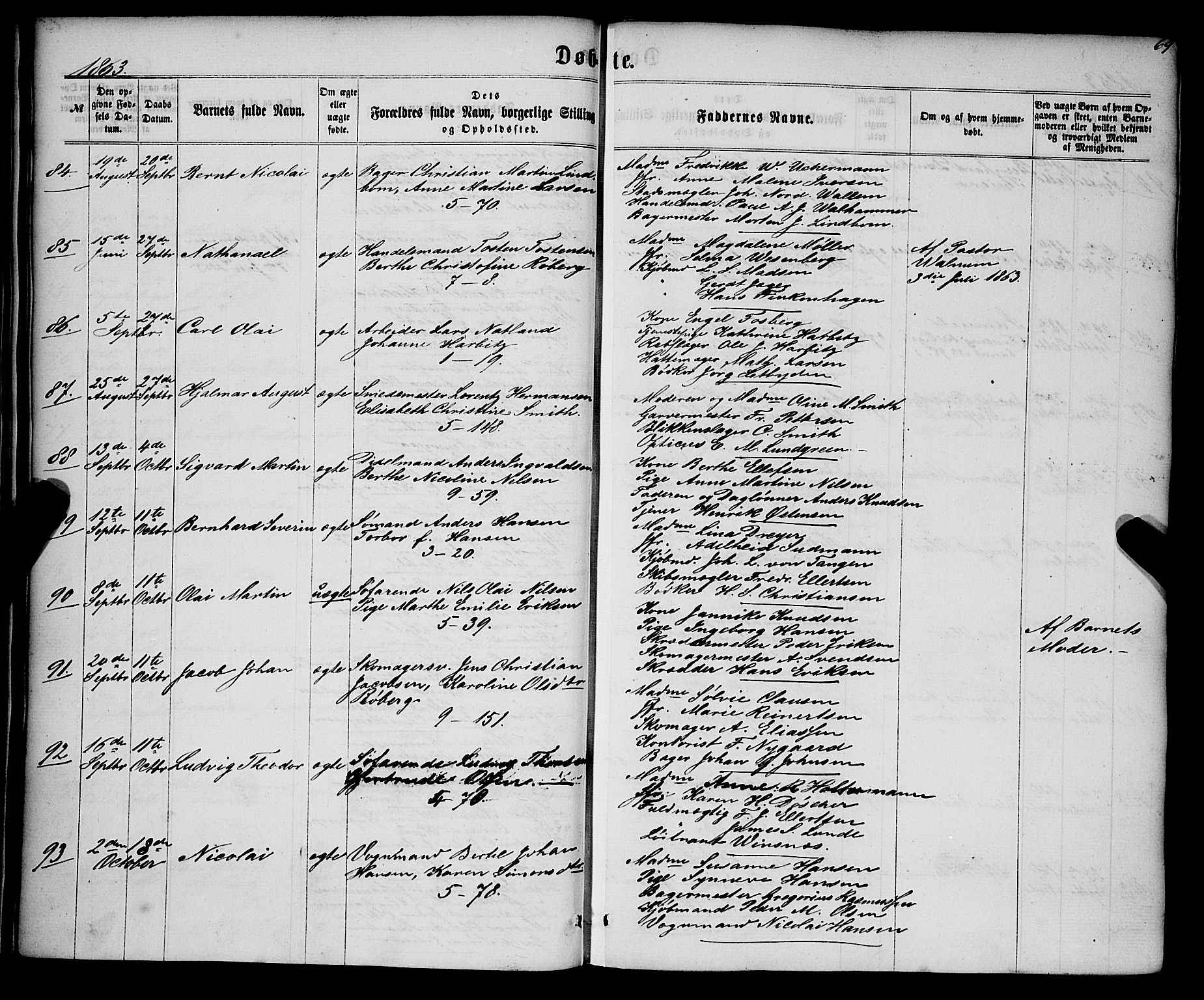 Nykirken Sokneprestembete, AV/SAB-A-77101/H/Haa/L0015: Parish register (official) no. B 2, 1858-1869, p. 69