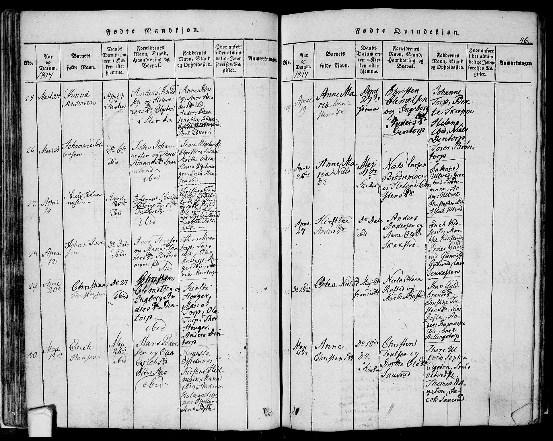 Eidsberg prestekontor Kirkebøker, AV/SAO-A-10905/F/Fa/L0007: Parish register (official) no. I 7, 1814-1832, p. 46