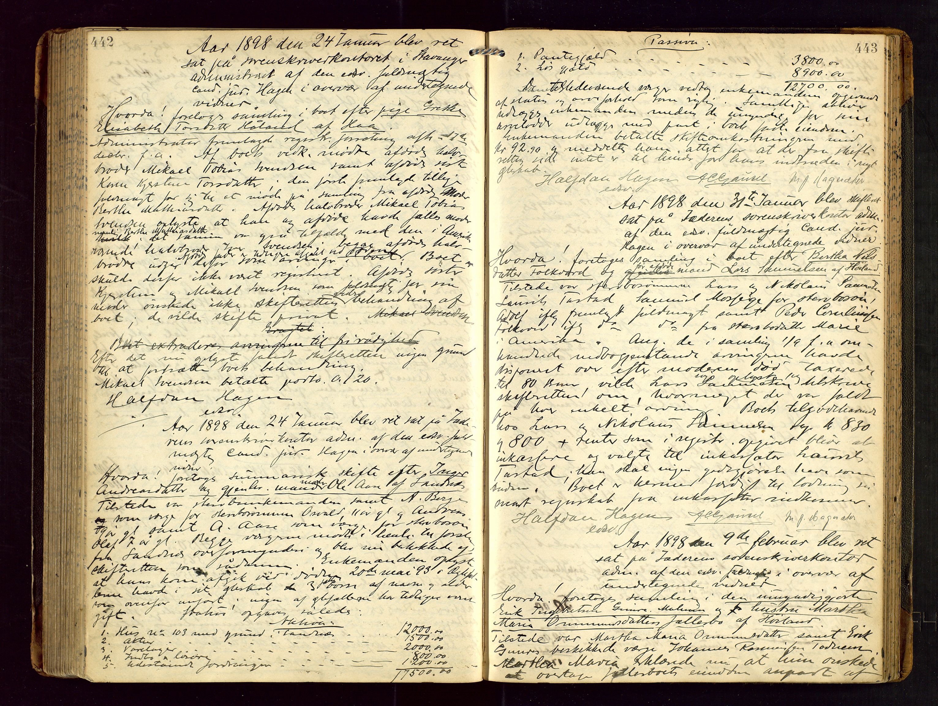 Jæren sorenskriveri, AV/SAST-A-100310/01/5/50/50BA/L0005: SKIFTEFORHANDLINGSPROTOKOLL, 1893-1901, p. 442-443