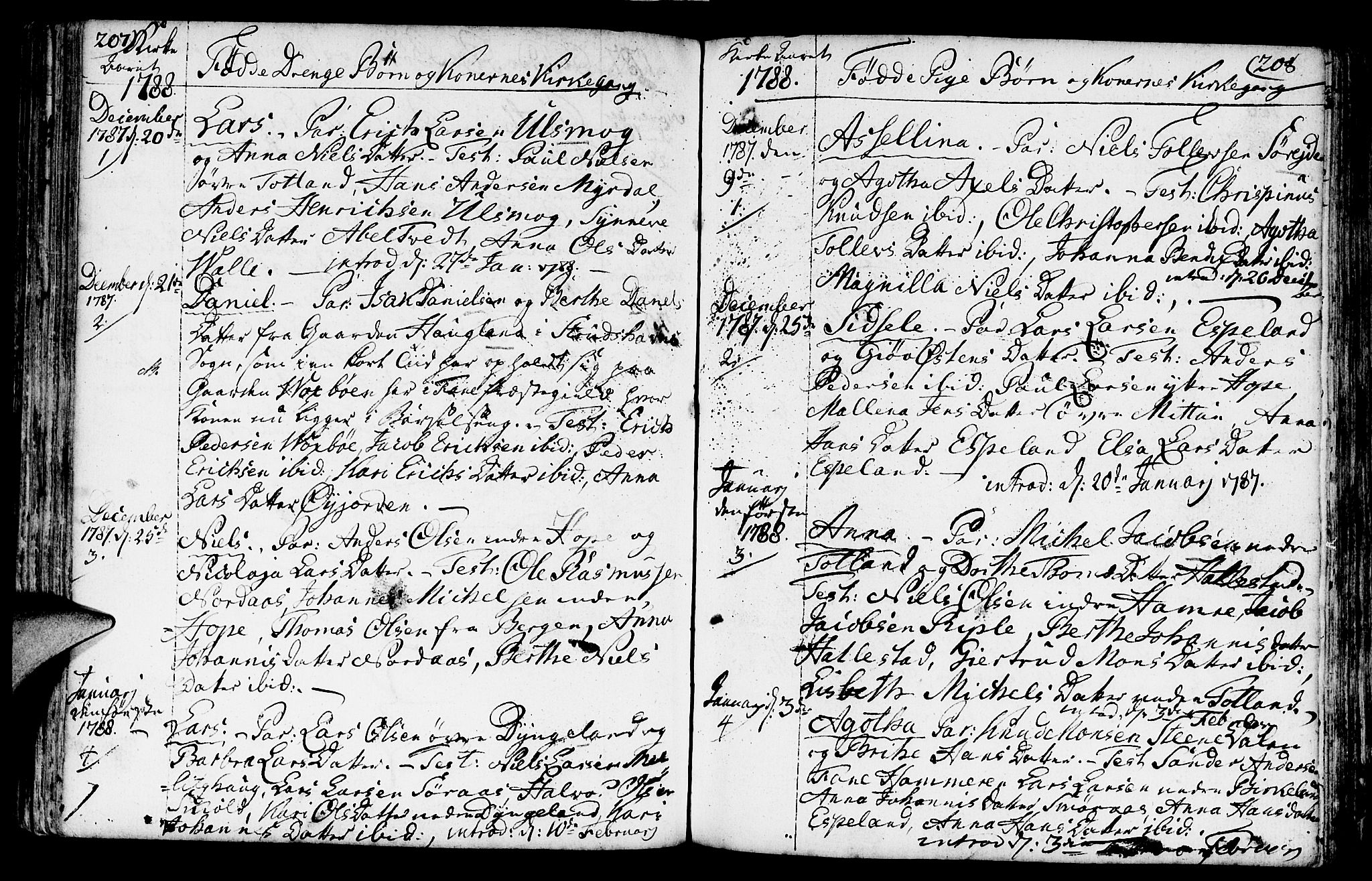 Fana Sokneprestembete, AV/SAB-A-75101/H/Haa/Haaa/L0005: Parish register (official) no. A 5, 1773-1799, p. 207-208