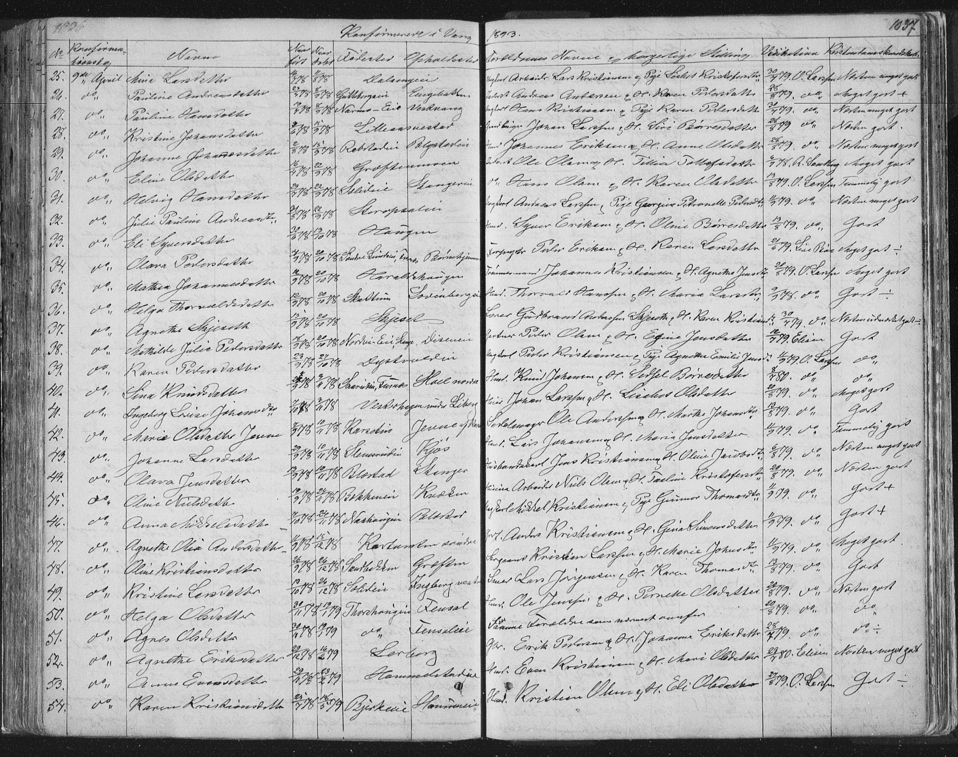 Vang prestekontor, Hedmark, SAH/PREST-008/H/Ha/Hab/L0010B: Parish register (copy) no. 10b, 1854-1896, p. 1036-1037