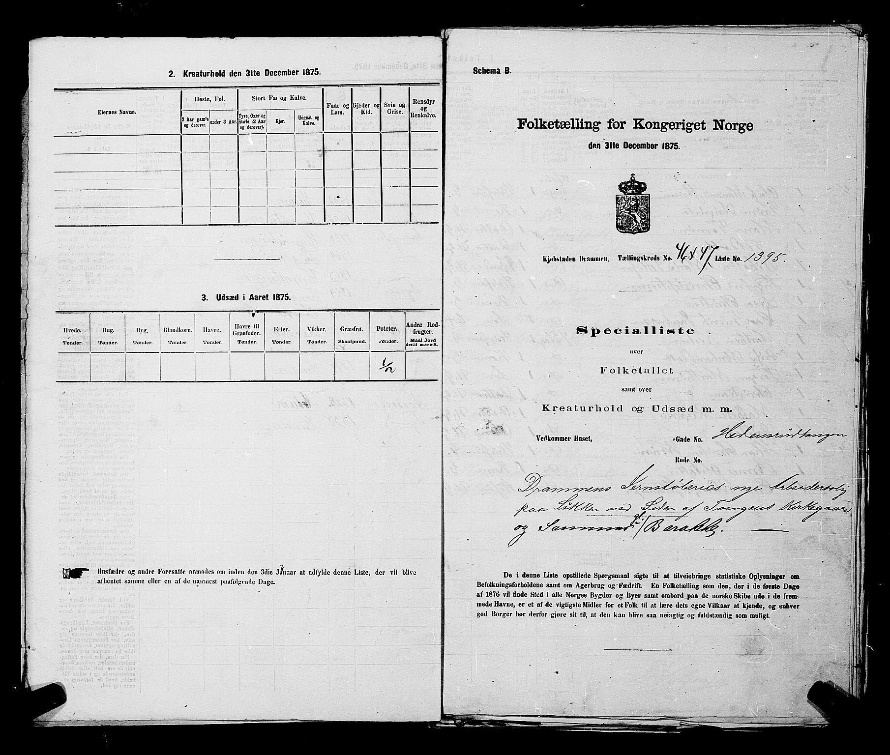 SAKO, 1875 census for 0602 Drammen, 1875, p. 3760