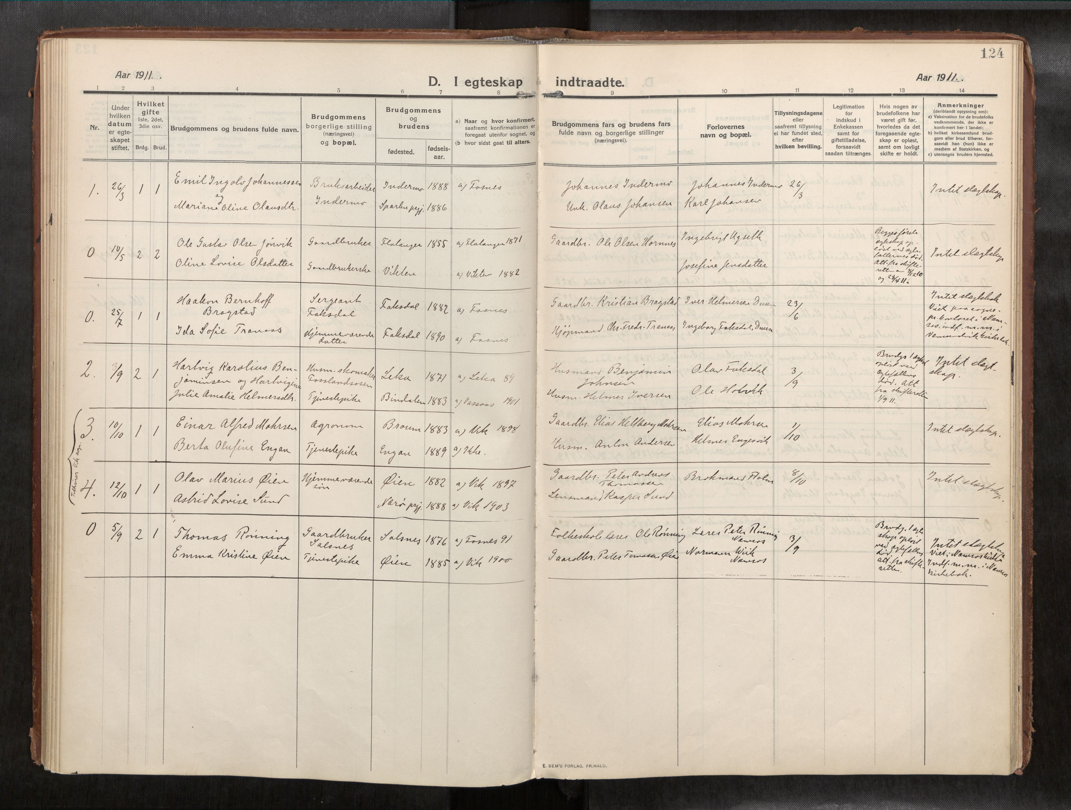 Ministerialprotokoller, klokkerbøker og fødselsregistre - Nord-Trøndelag, SAT/A-1458/773/L0624a: Parish register (official) no. 773A16, 1910-1936, p. 124