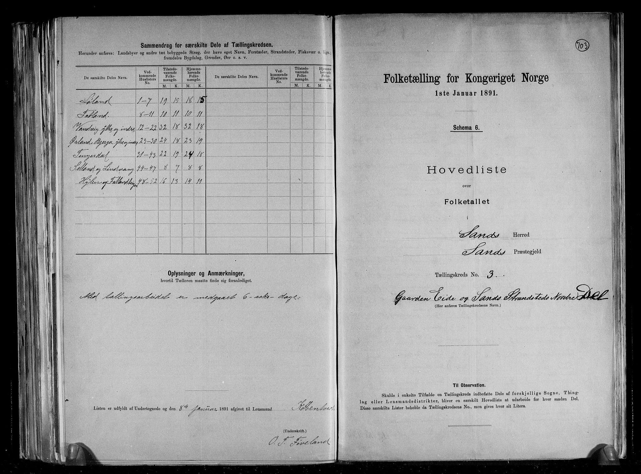 RA, 1891 census for 1136 Sand, 1891, p. 8