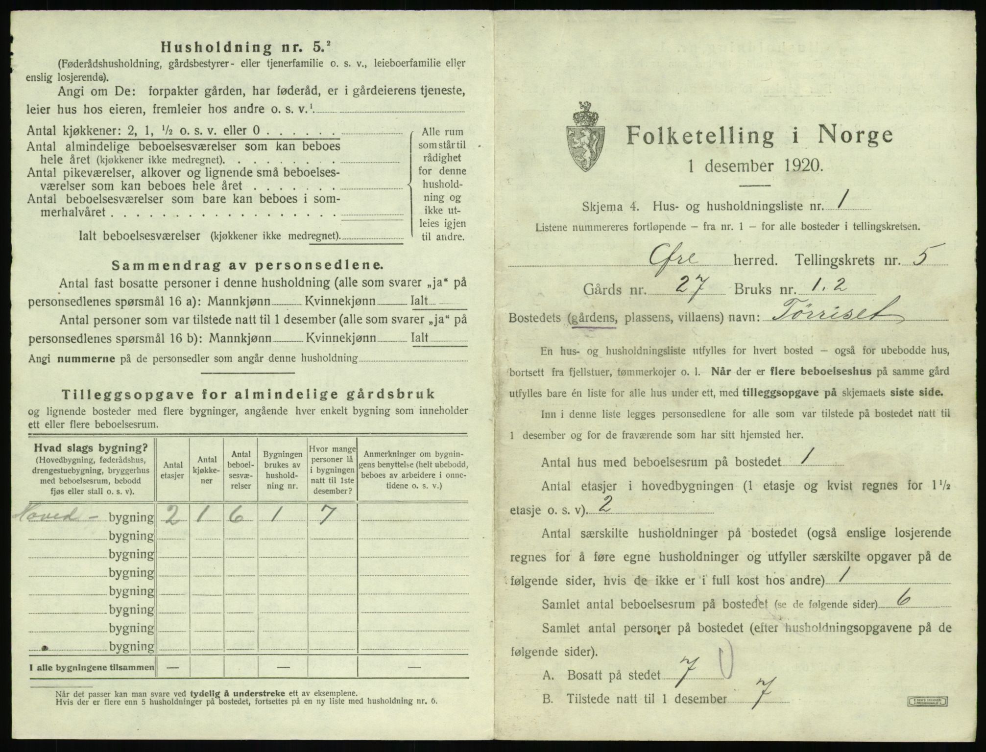 SAT, 1920 census for Øre, 1920, p. 407