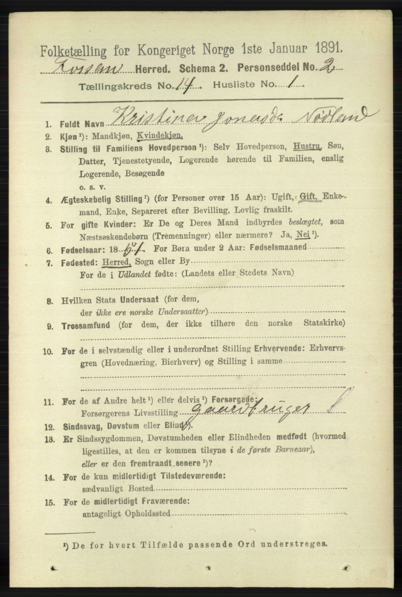 RA, 1891 census for 1129 Forsand, 1891, p. 2221