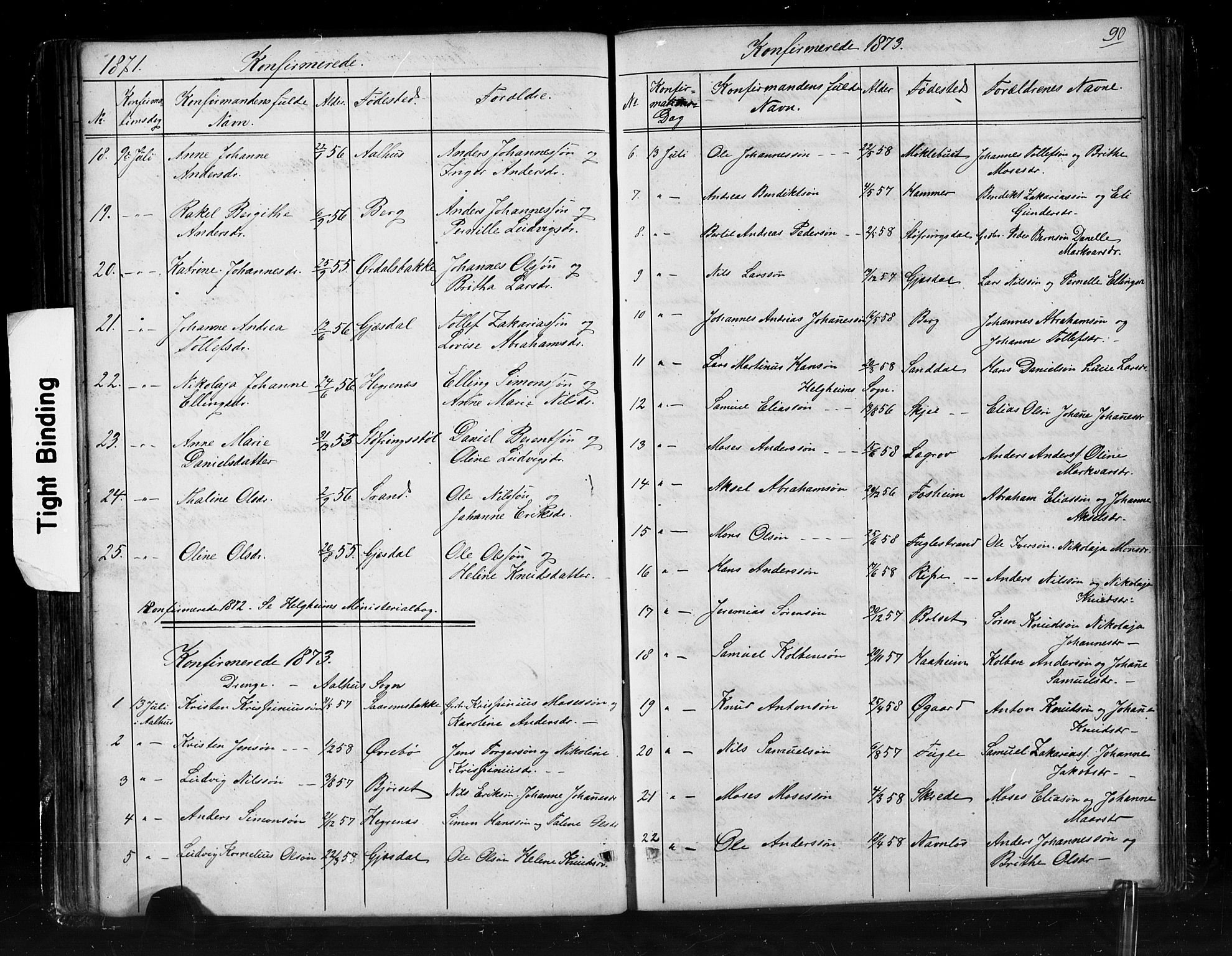 Jølster sokneprestembete, SAB/A-80701/H/Hab/Haba/L0001: Parish register (copy) no. A 1, 1853-1894, p. 90