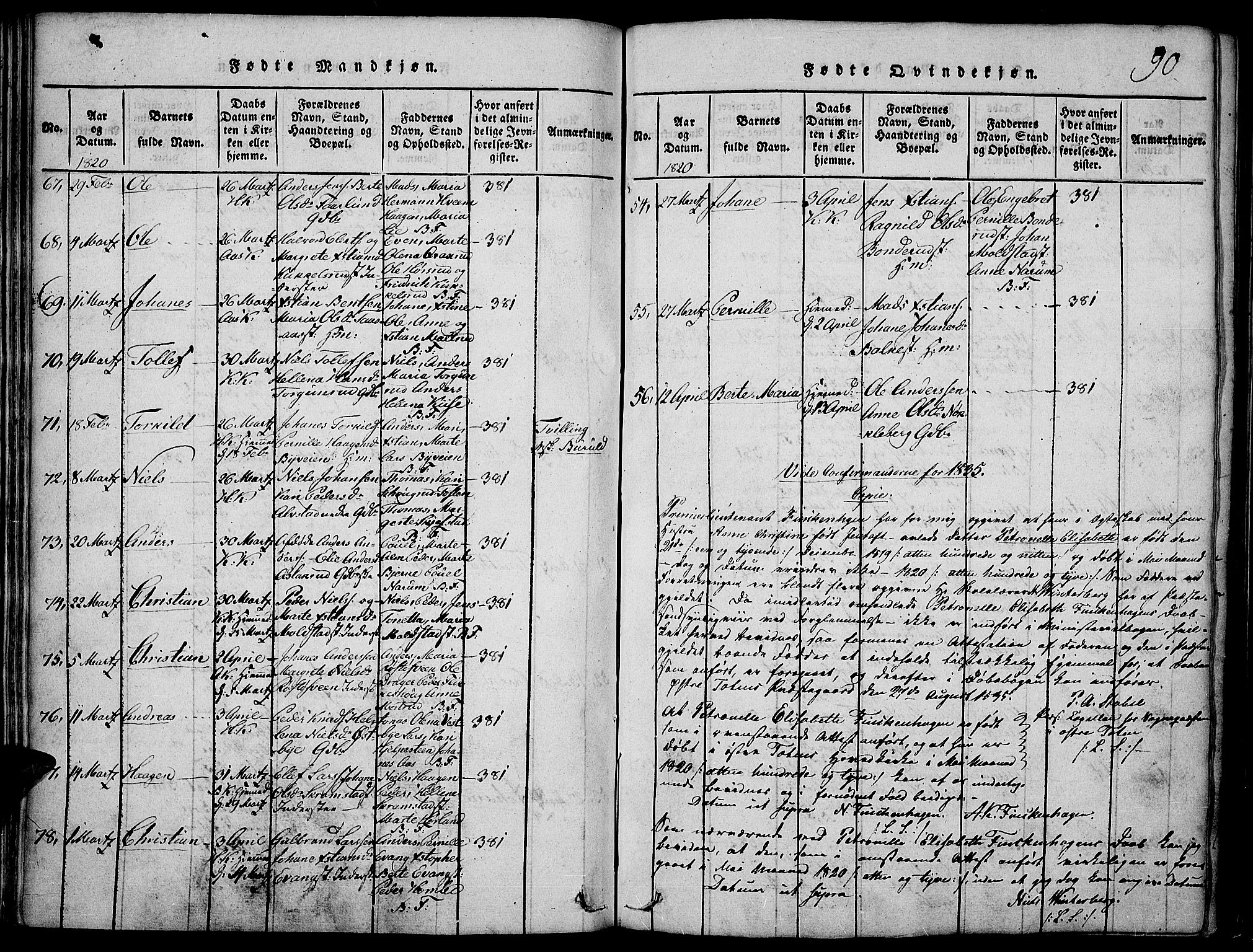 Toten prestekontor, SAH/PREST-102/H/Ha/Haa/L0009: Parish register (official) no. 9, 1814-1820, p. 90