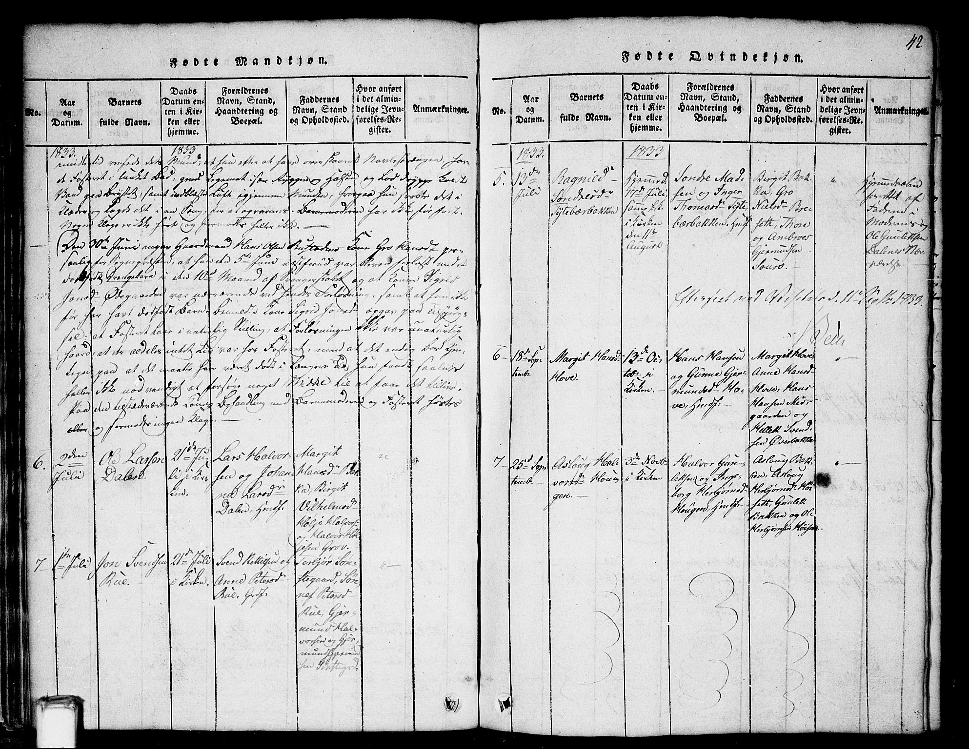 Gransherad kirkebøker, SAKO/A-267/G/Gb/L0001: Parish register (copy) no. II 1, 1815-1860, p. 42