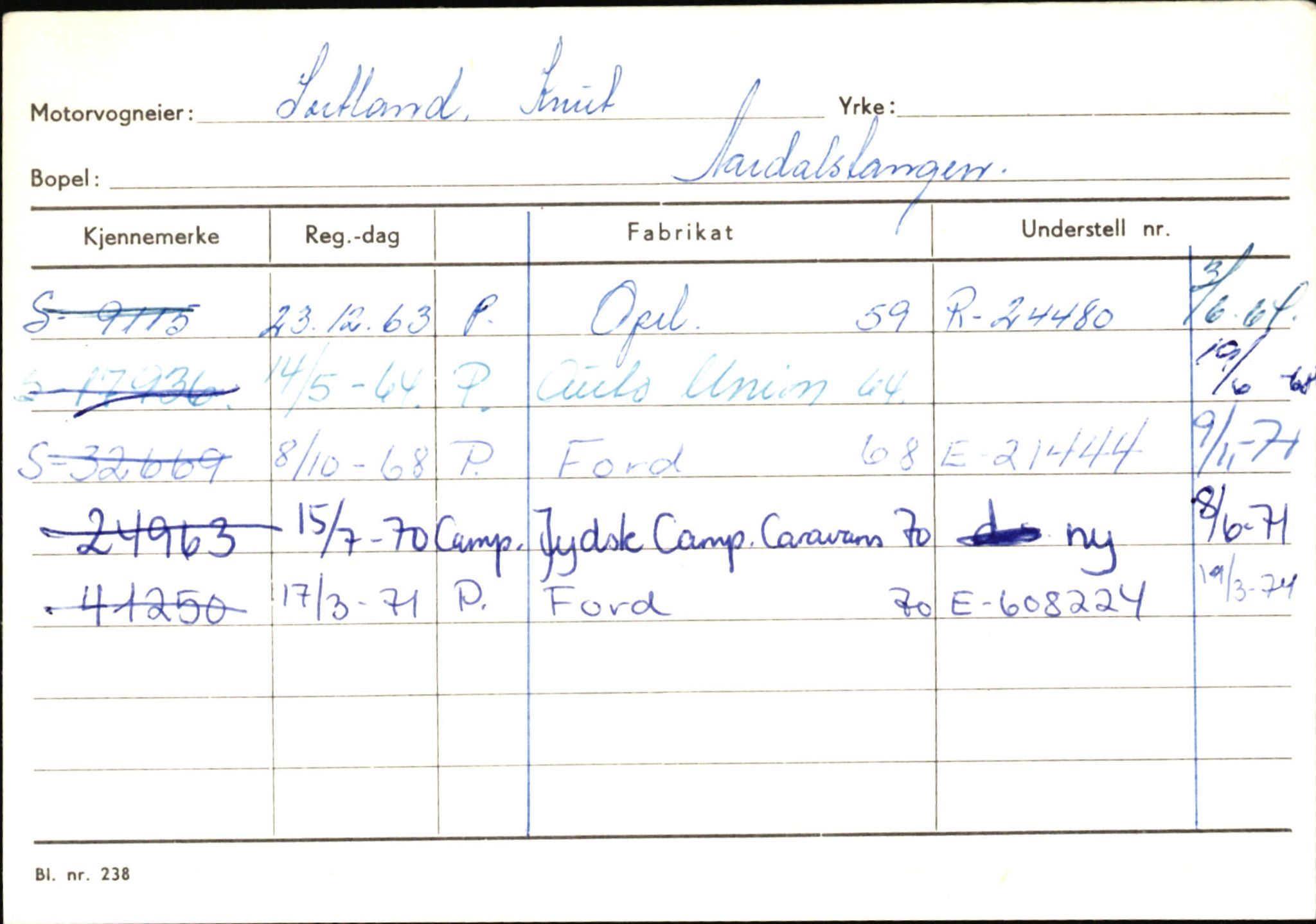 Statens vegvesen, Sogn og Fjordane vegkontor, SAB/A-5301/4/F/L0146: Registerkort Årdal R-Å samt diverse kort, 1945-1975, p. 552