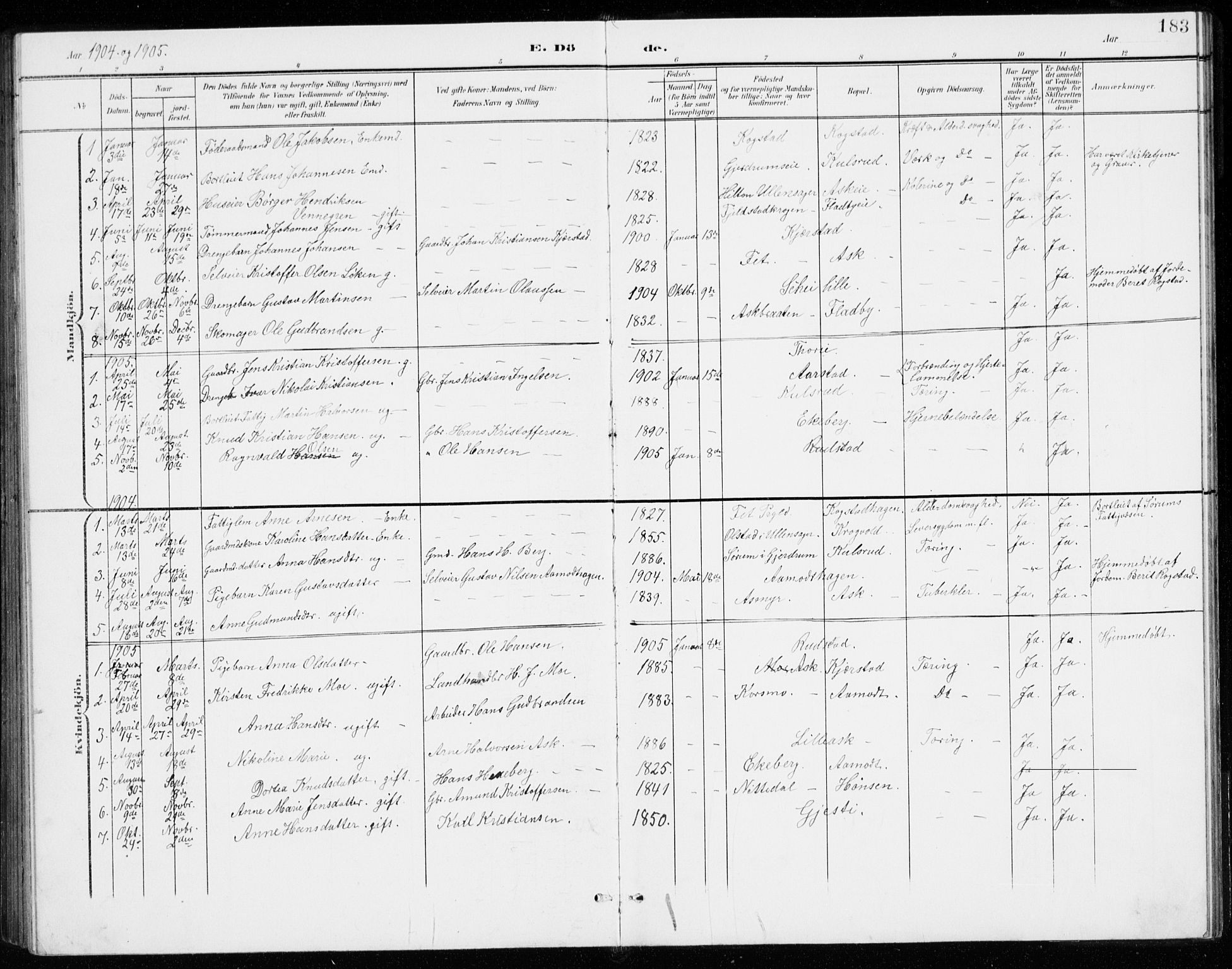 Gjerdrum prestekontor Kirkebøker, SAO/A-10412b/G/Gb/L0001: Parish register (copy) no. II 1, 1901-1944, p. 183