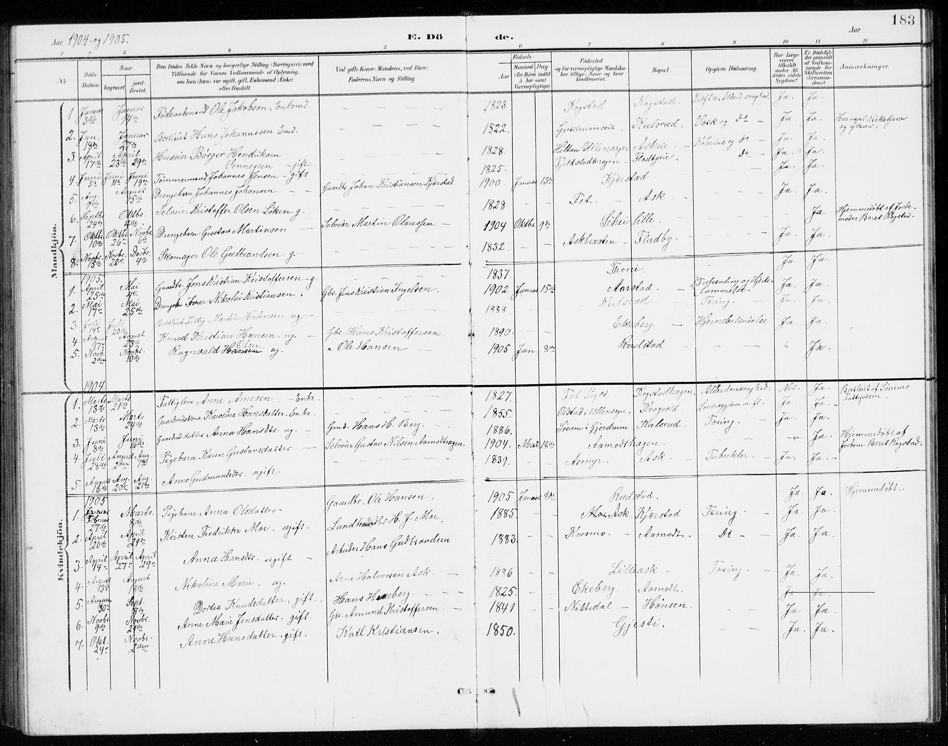 Gjerdrum prestekontor Kirkebøker, AV/SAO-A-10412b/G/Gb/L0001: Parish register (copy) no. II 1, 1901-1944, p. 183