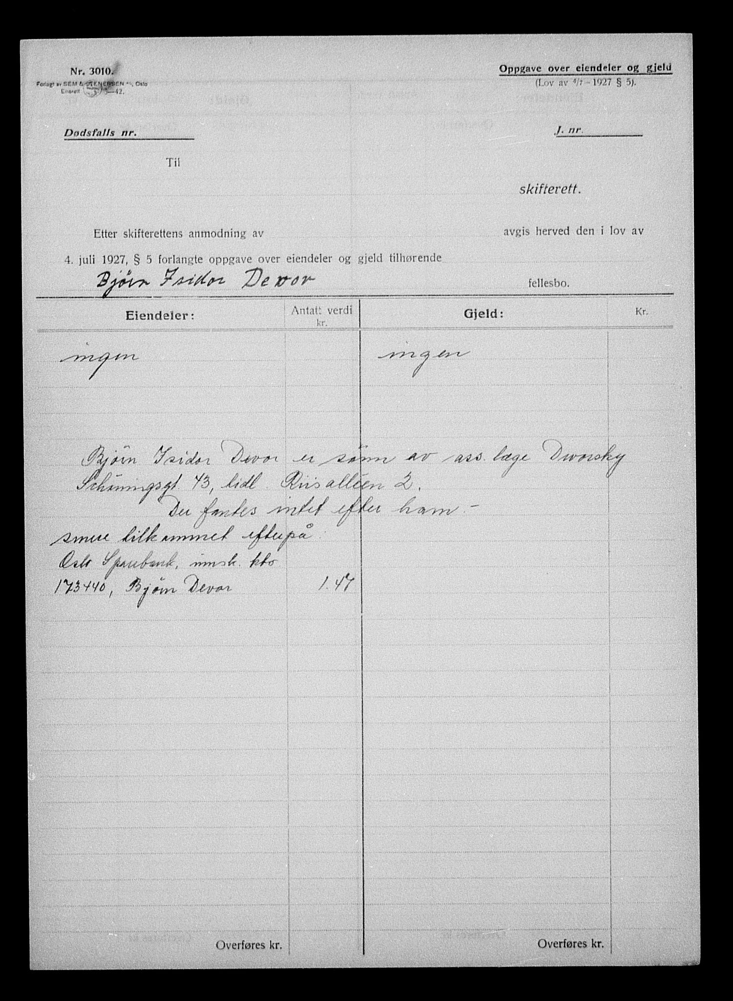 Justisdepartementet, Tilbakeføringskontoret for inndratte formuer, AV/RA-S-1564/H/Hc/Hcc/L0930: --, 1945-1947, p. 147