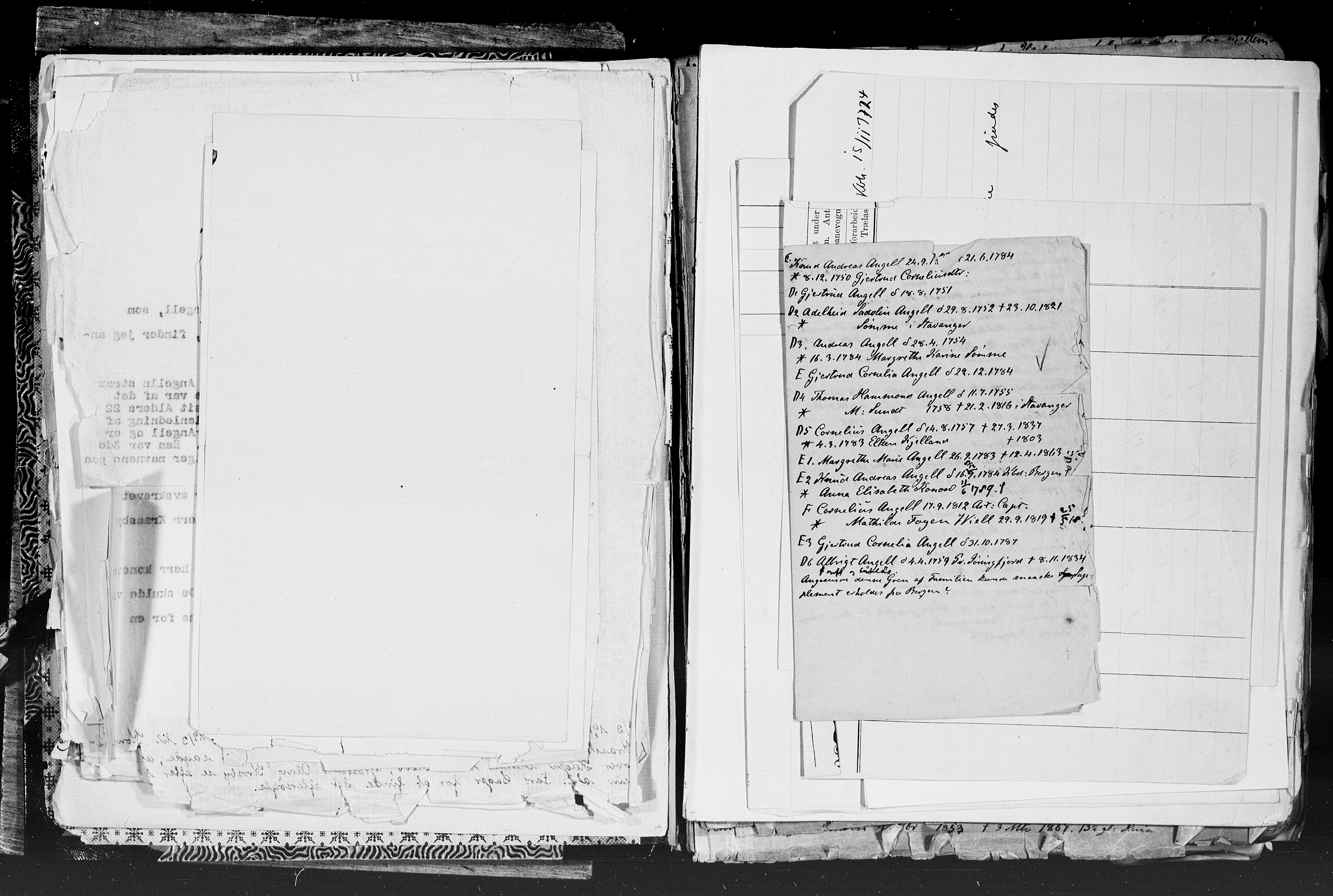 Hornemans samlinger, SAT/PA-X/A/L0013a: Angell  - Hammond, 1600-1886