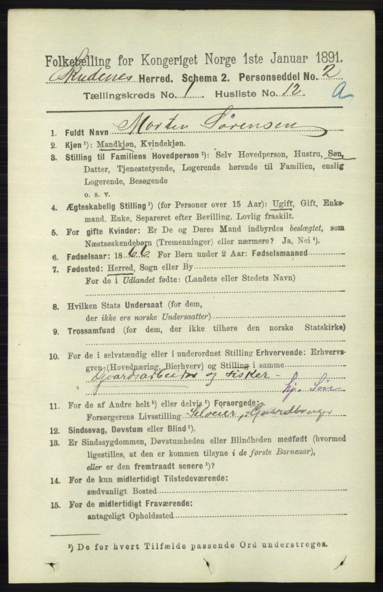 RA, 1891 census for 1150 Skudenes, 1891, p. 178