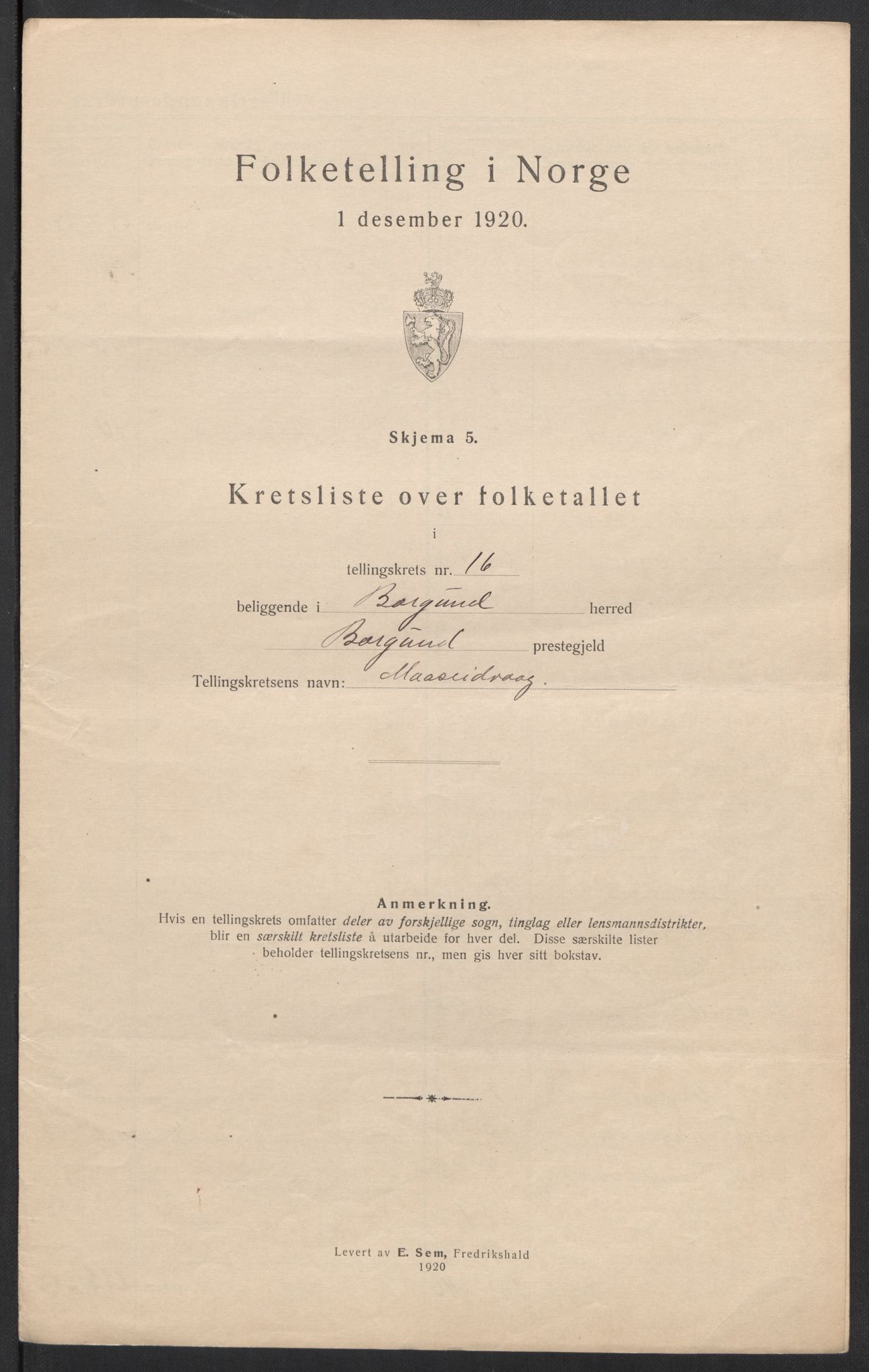 SAT, 1920 census for Borgund, 1920, p. 53
