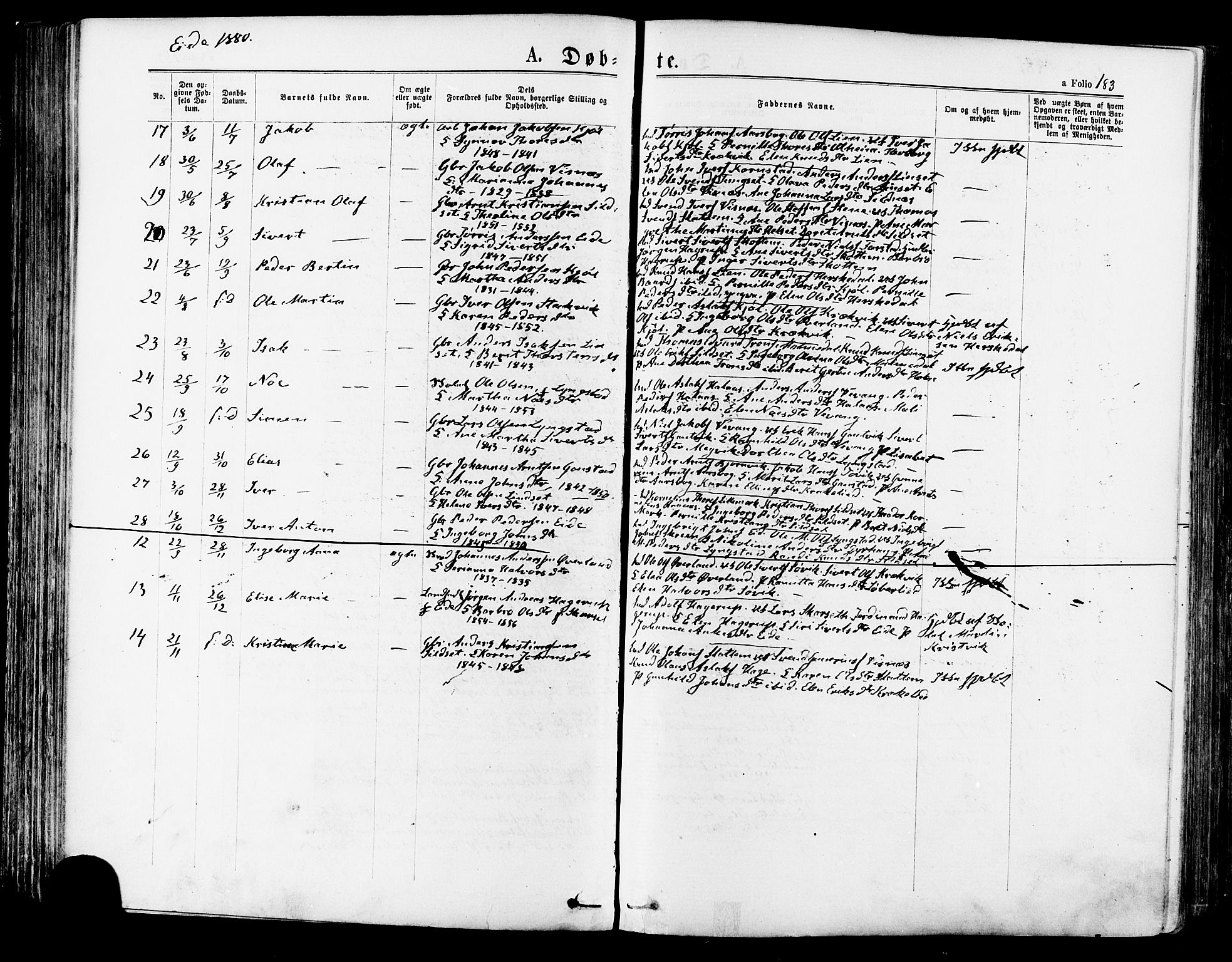 Ministerialprotokoller, klokkerbøker og fødselsregistre - Møre og Romsdal, AV/SAT-A-1454/568/L0806: Parish register (official) no. 568A12 /4, 1878-1884, p. 183