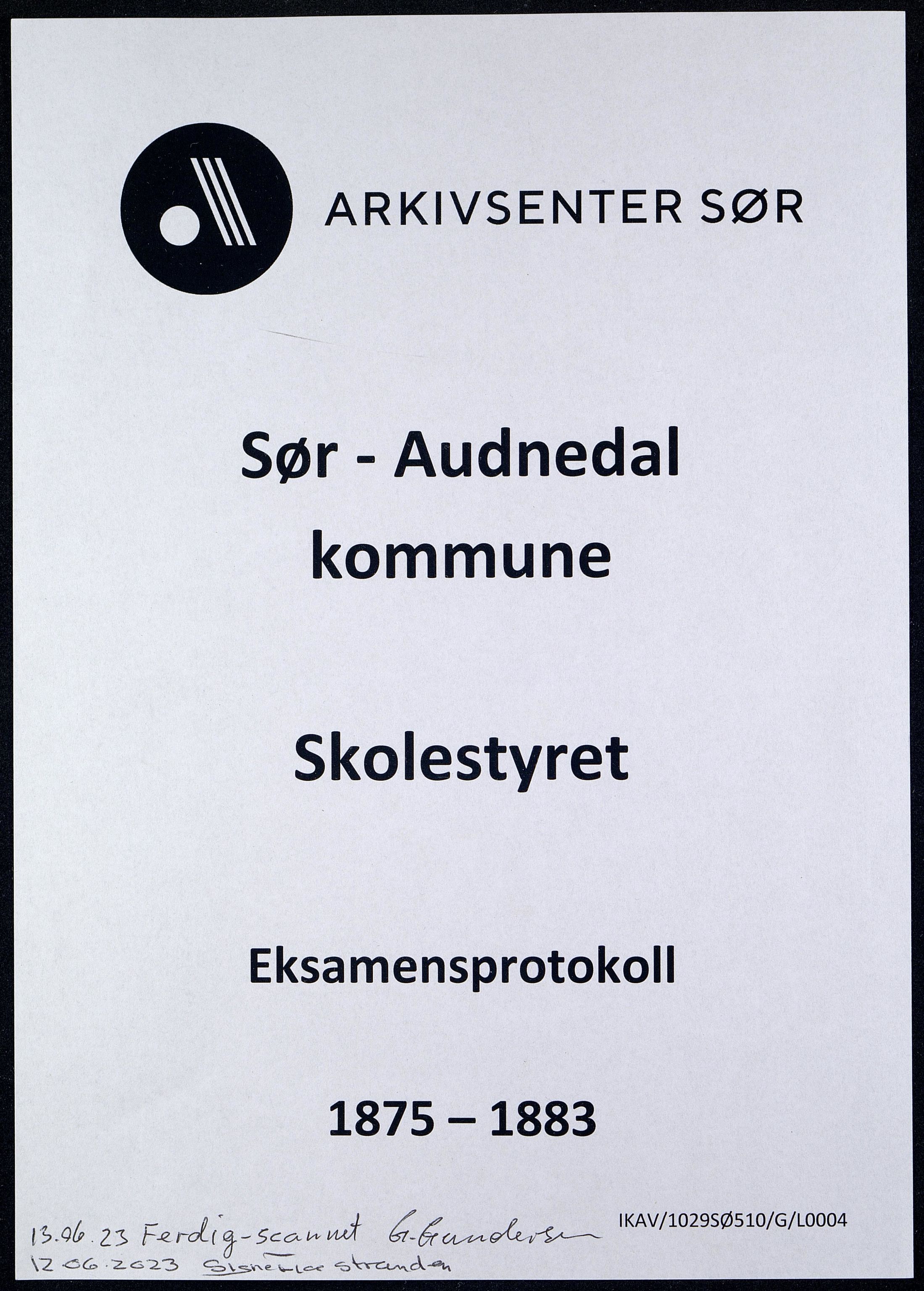 Sør-Audnedal kommune - Skolestyret, ARKSOR/1029SØ510/G/L0004: Eksamensprotokoll, 1875-1883