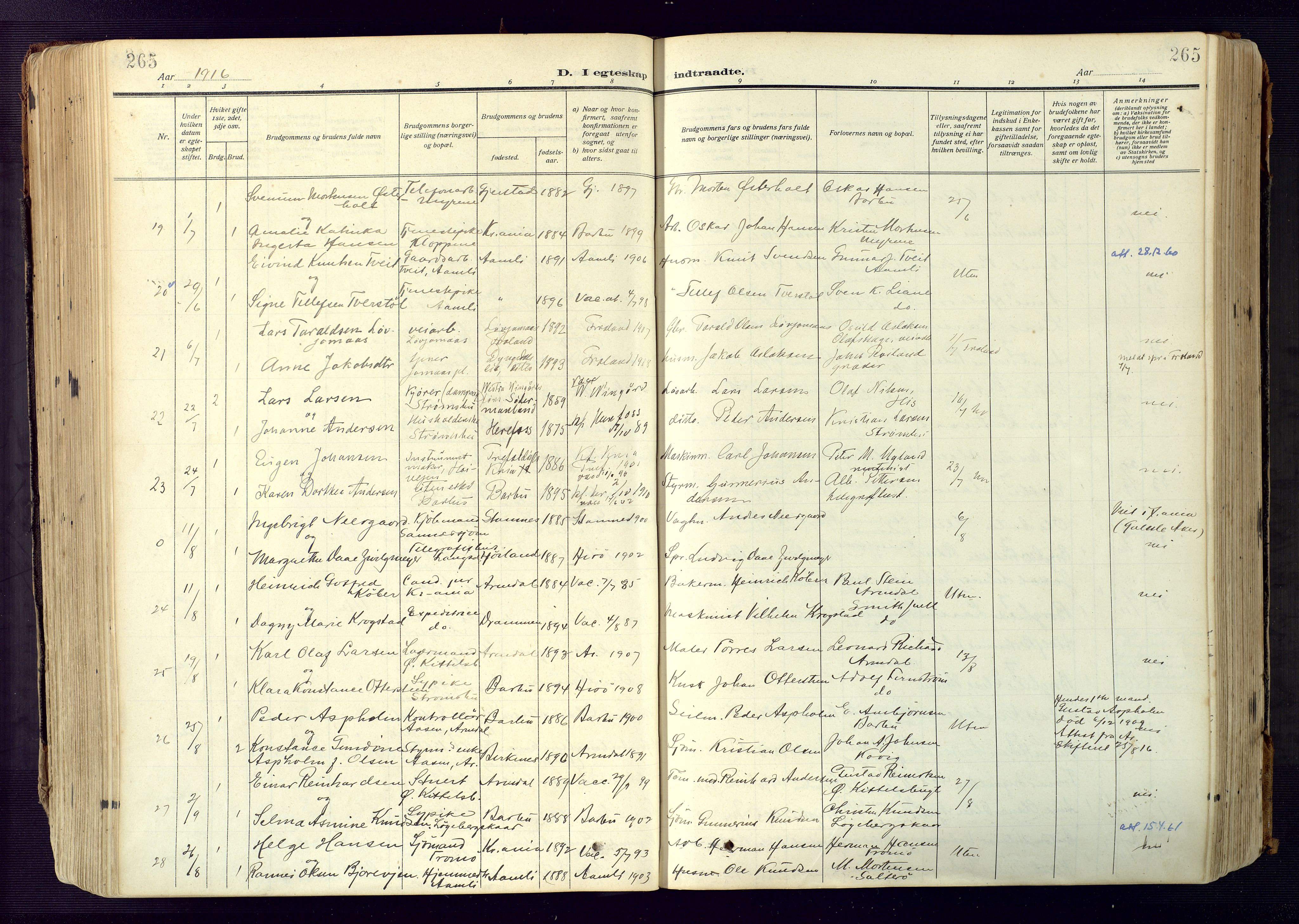 Barbu sokneprestkontor, AV/SAK-1111-0003/F/Fa/L0006: Parish register (official) no. A 6, 1910-1929, p. 265
