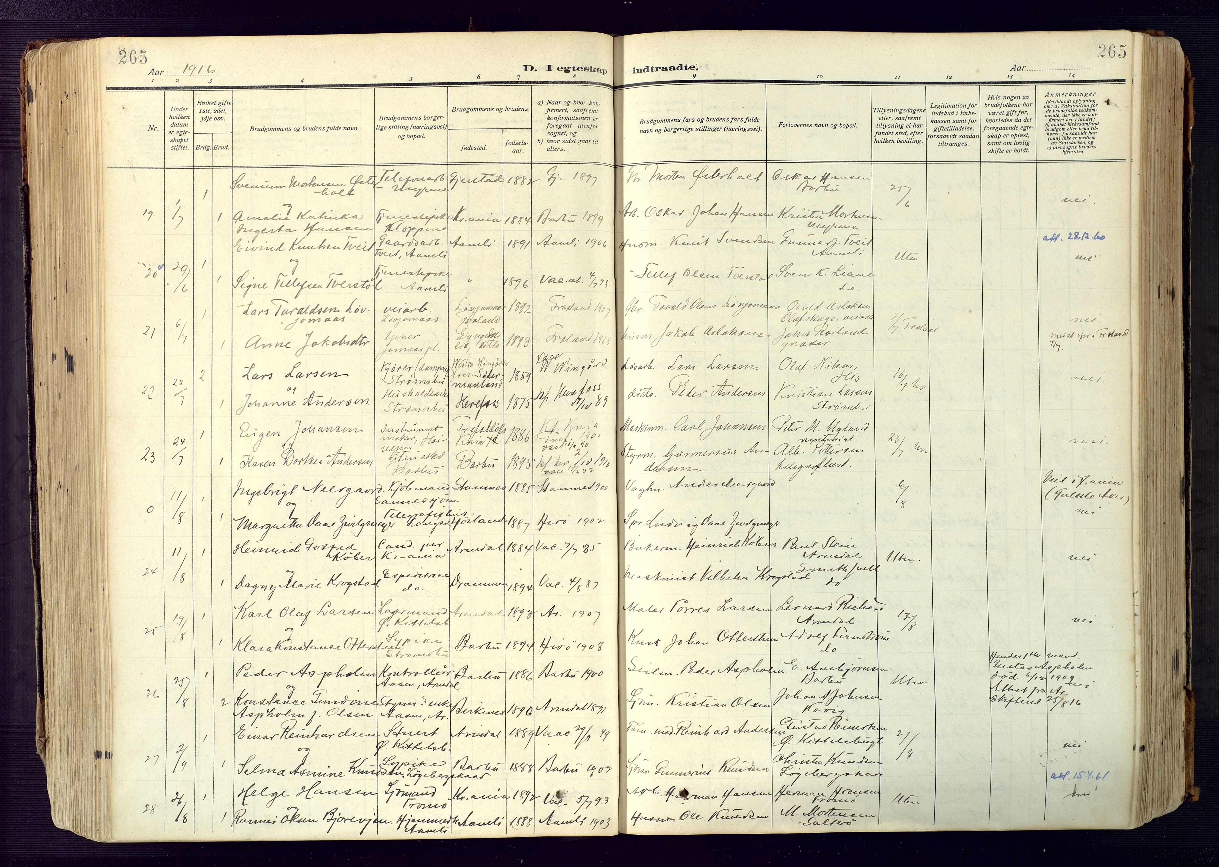 Barbu sokneprestkontor, SAK/1111-0003/F/Fa/L0006: Parish register (official) no. A 6, 1910-1929, p. 265