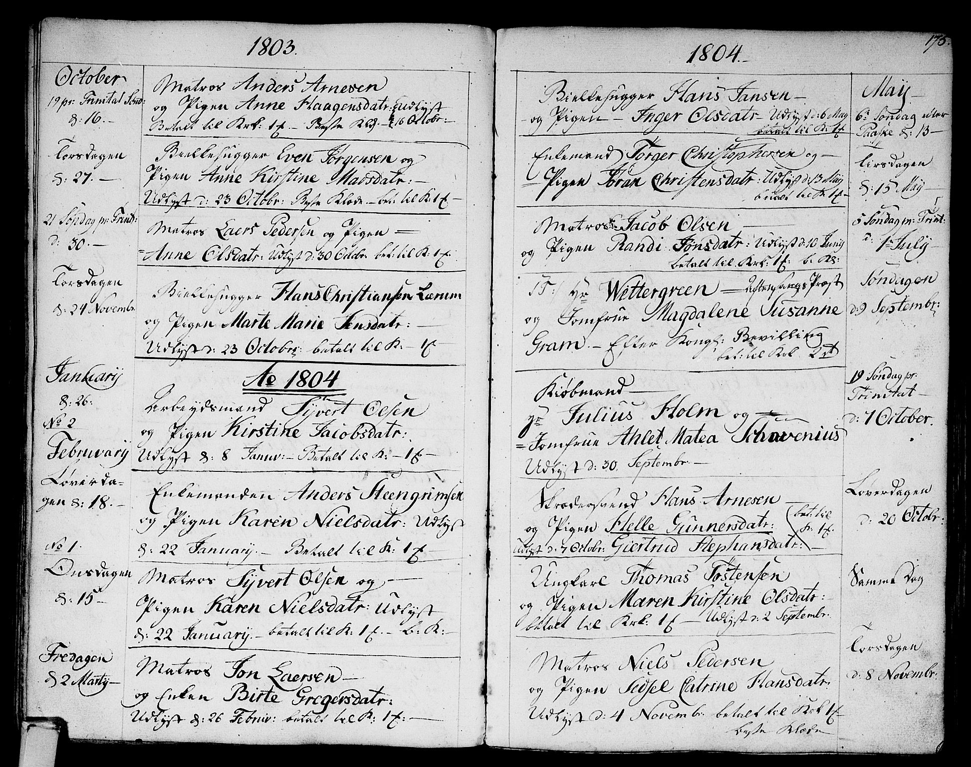 Strømsø kirkebøker, SAKO/A-246/F/Fa/L0010: Parish register (official) no. I 10, 1792-1822, p. 175