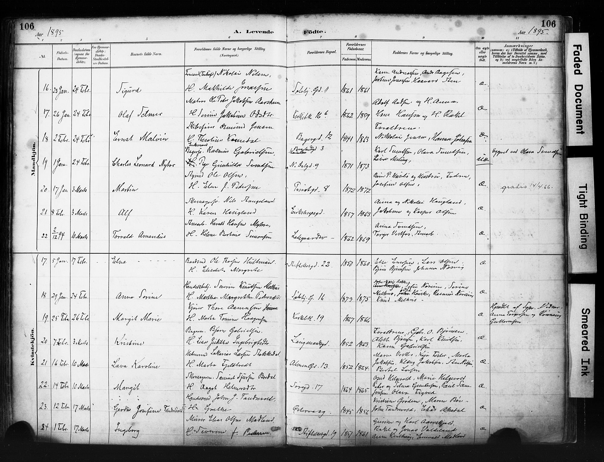 St. Petri sokneprestkontor, AV/SAST-A-101813/001/30/30BA/L0019: Parish register (official) no. A 20, 1888-1901, p. 106