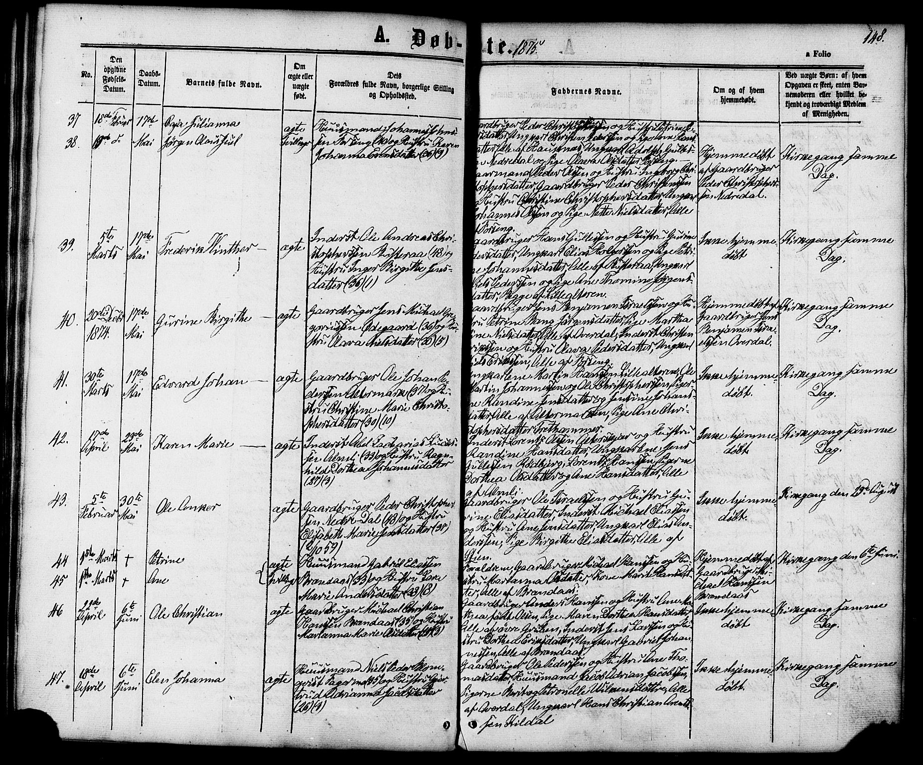 Ministerialprotokoller, klokkerbøker og fødselsregistre - Nordland, AV/SAT-A-1459/827/L0393: Parish register (official) no. 827A05, 1863-1883, p. 148