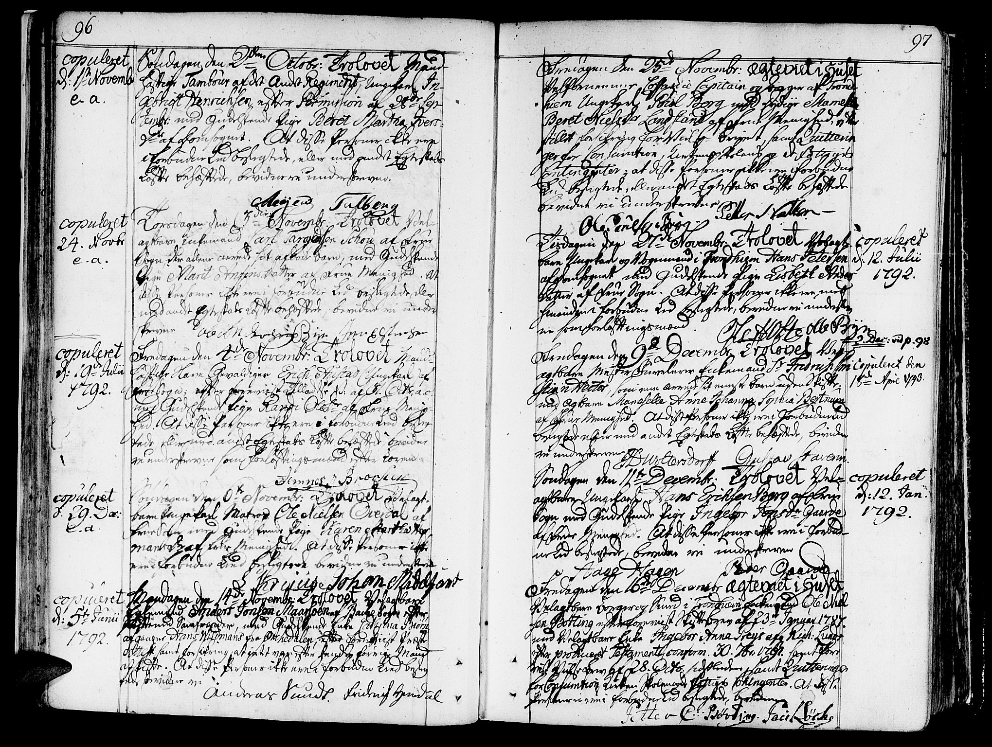 Ministerialprotokoller, klokkerbøker og fødselsregistre - Sør-Trøndelag, SAT/A-1456/602/L0105: Parish register (official) no. 602A03, 1774-1814, p. 96-97