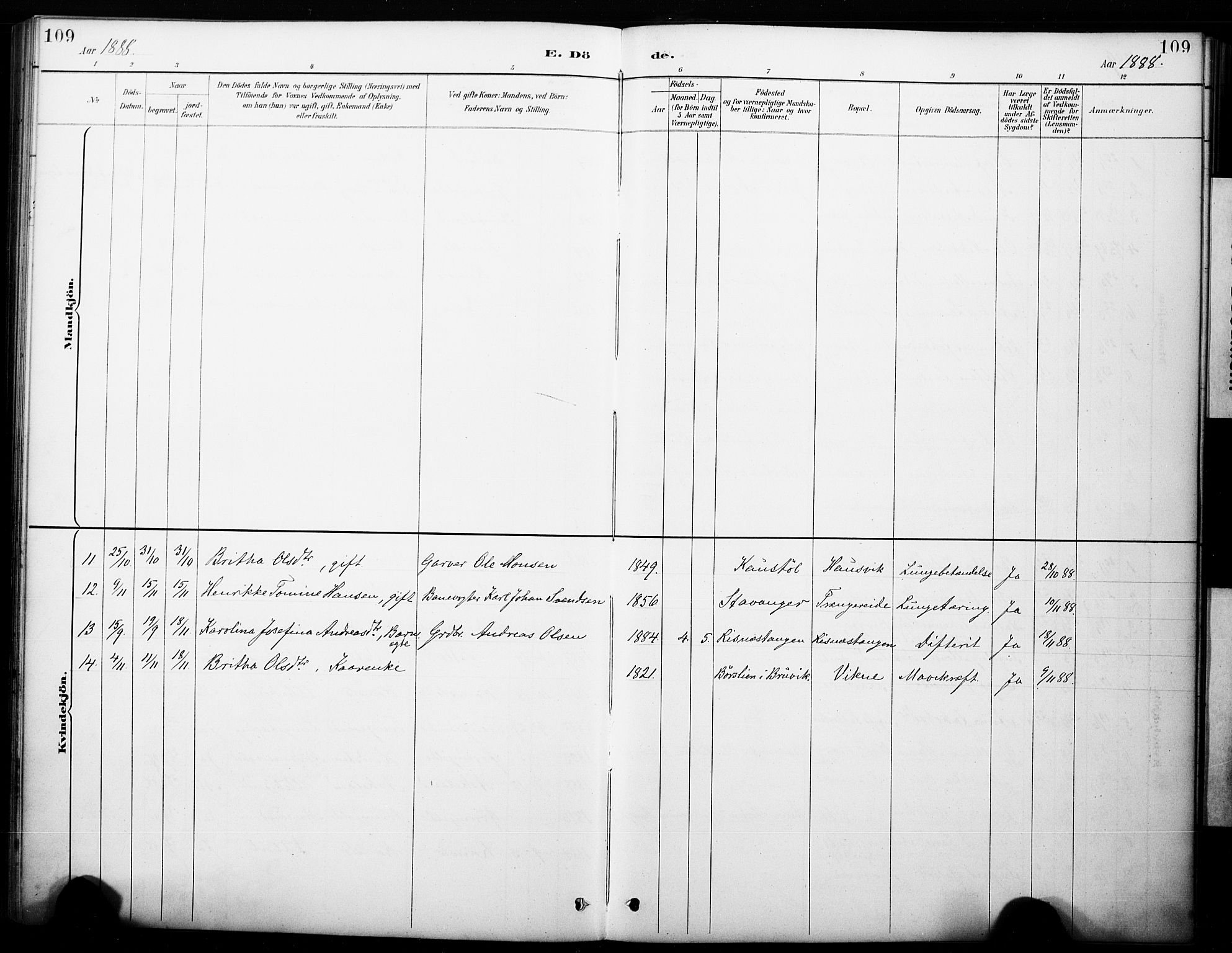 Haus sokneprestembete, AV/SAB-A-75601/H/Haa: Parish register (official) no. B 1, 1887-1898, p. 109