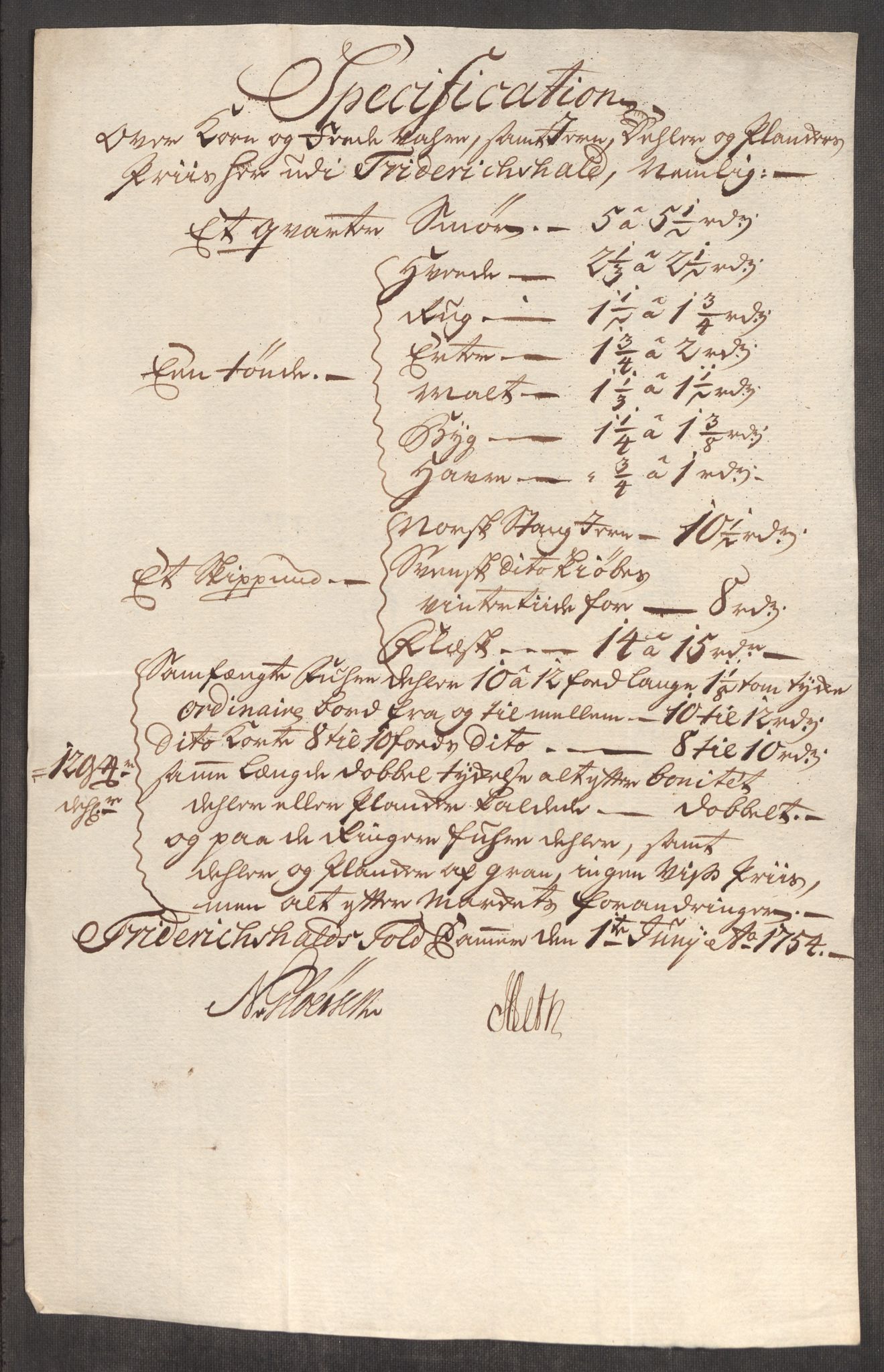 Rentekammeret inntil 1814, Realistisk ordnet avdeling, RA/EA-4070/Oe/L0005: [Ø1]: Priskuranter, 1753-1757, p. 169