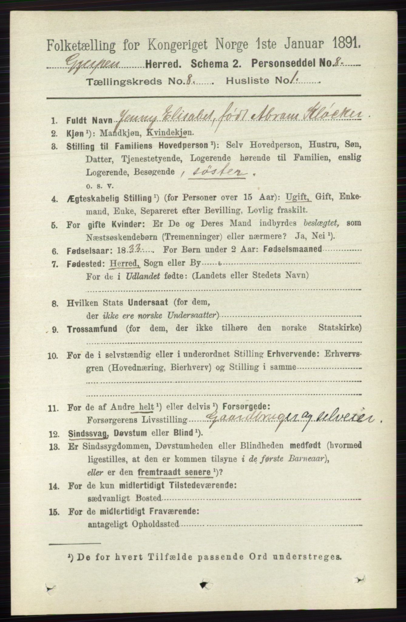 RA, 1891 census for 0812 Gjerpen, 1891, p. 4018