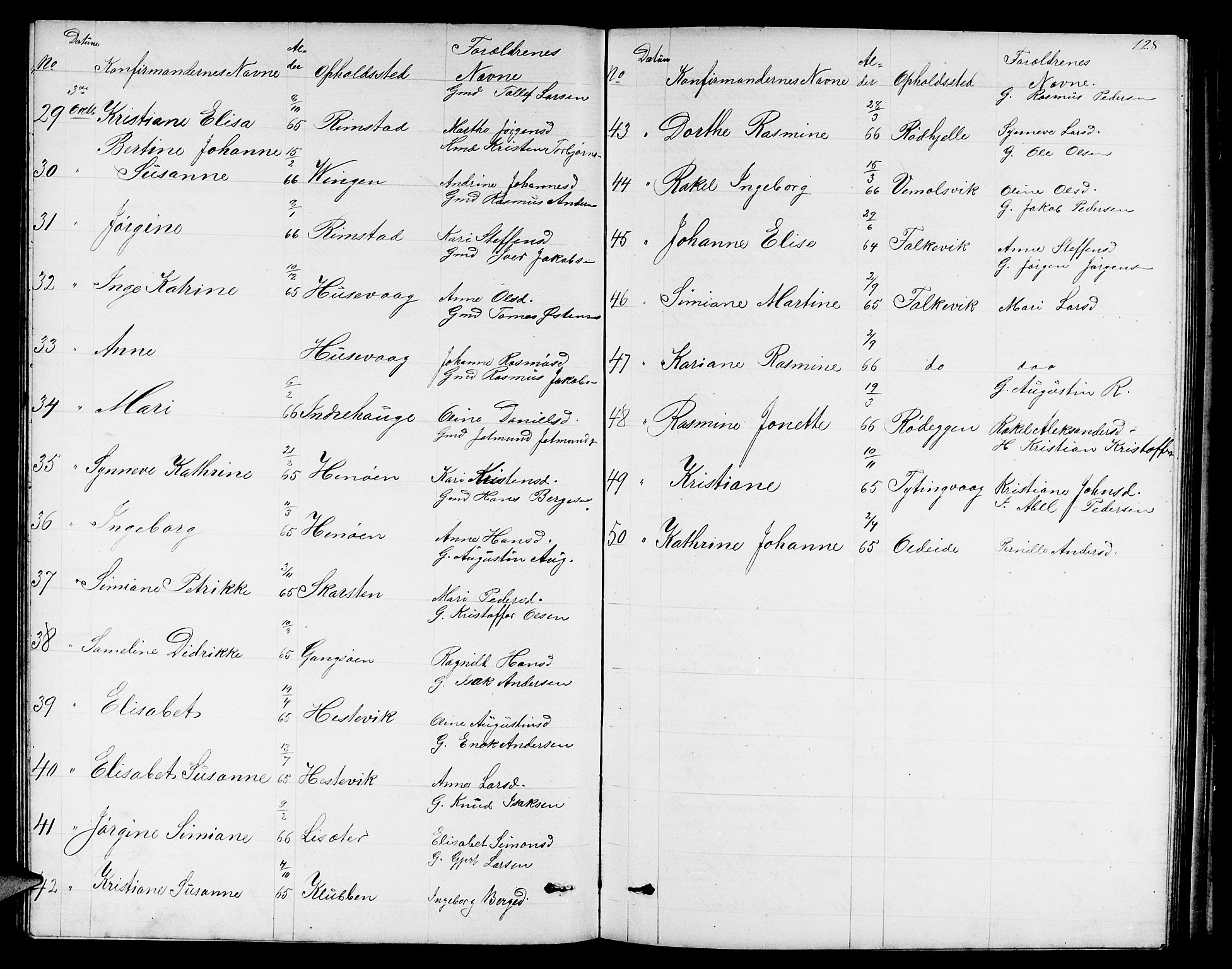 Davik sokneprestembete, AV/SAB-A-79701/H/Hab/Habc/L0001: Parish register (copy) no. C 1, 1866-1888, p. 128