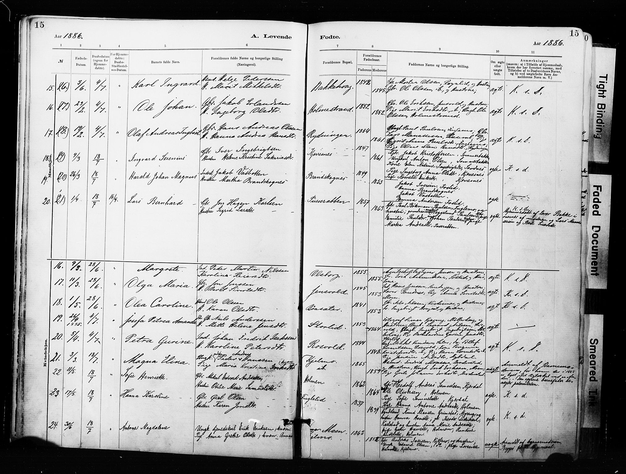 Målselv sokneprestembete, SATØ/S-1311/G/Ga/Gaa/L0007kirke: Parish register (official) no. 7, 1884-1903, p. 15